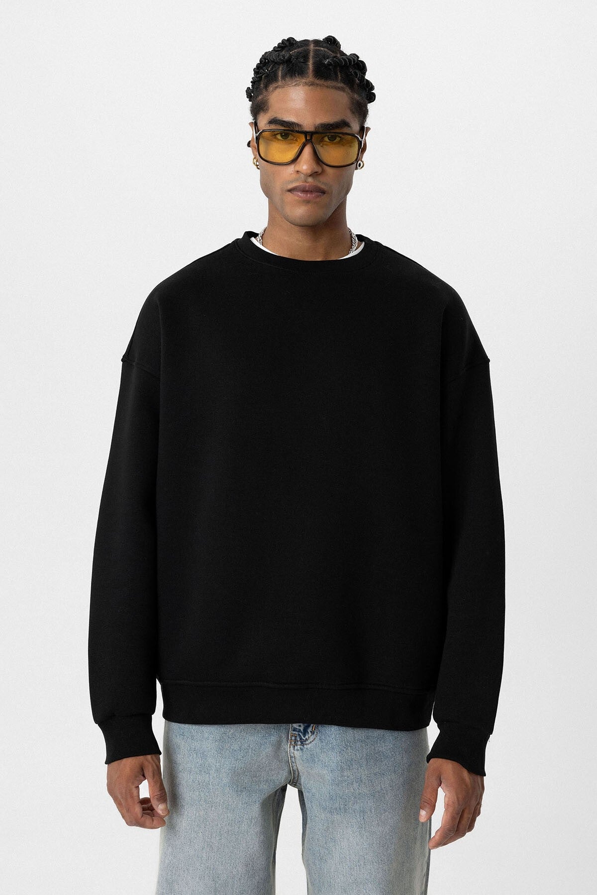 Basic Oversize Bisiklet Yaka Sweatshirt