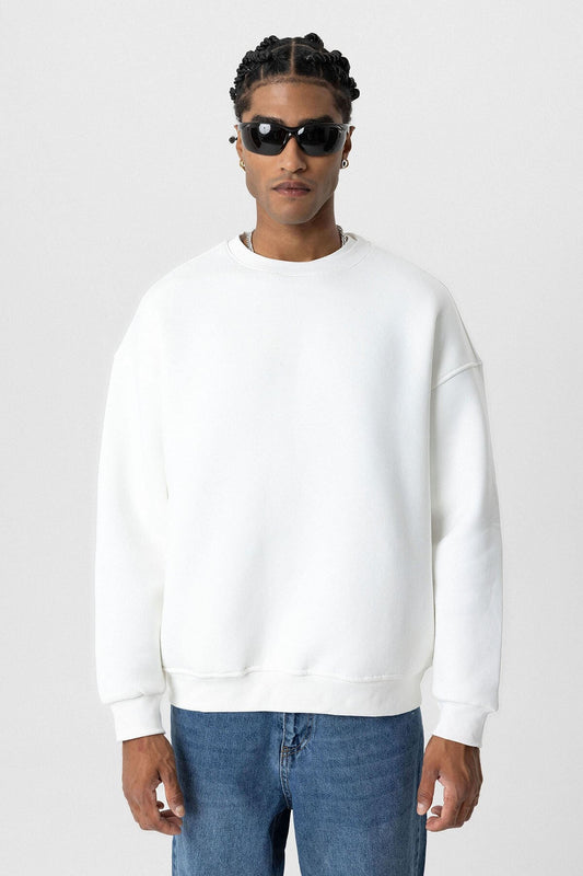 Basic Oversize Bisiklet Yaka Sweatshirt