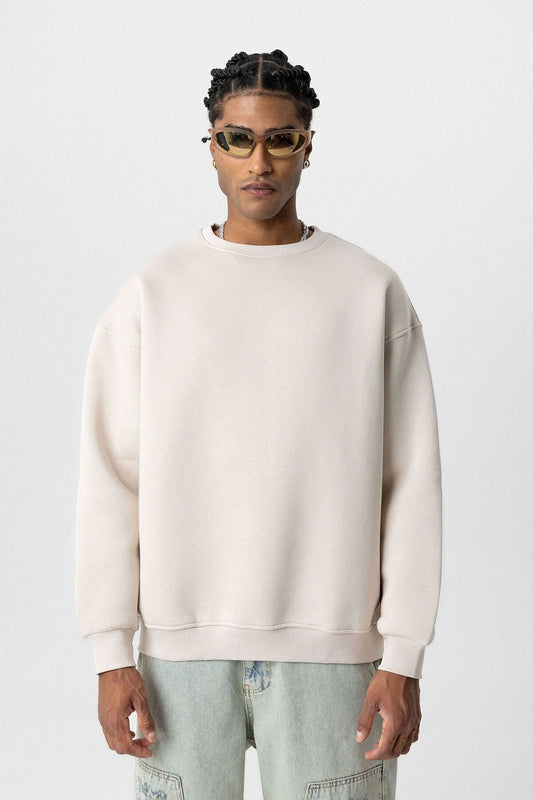 Basic Oversize Bisiklet Yaka Sweatshirt
