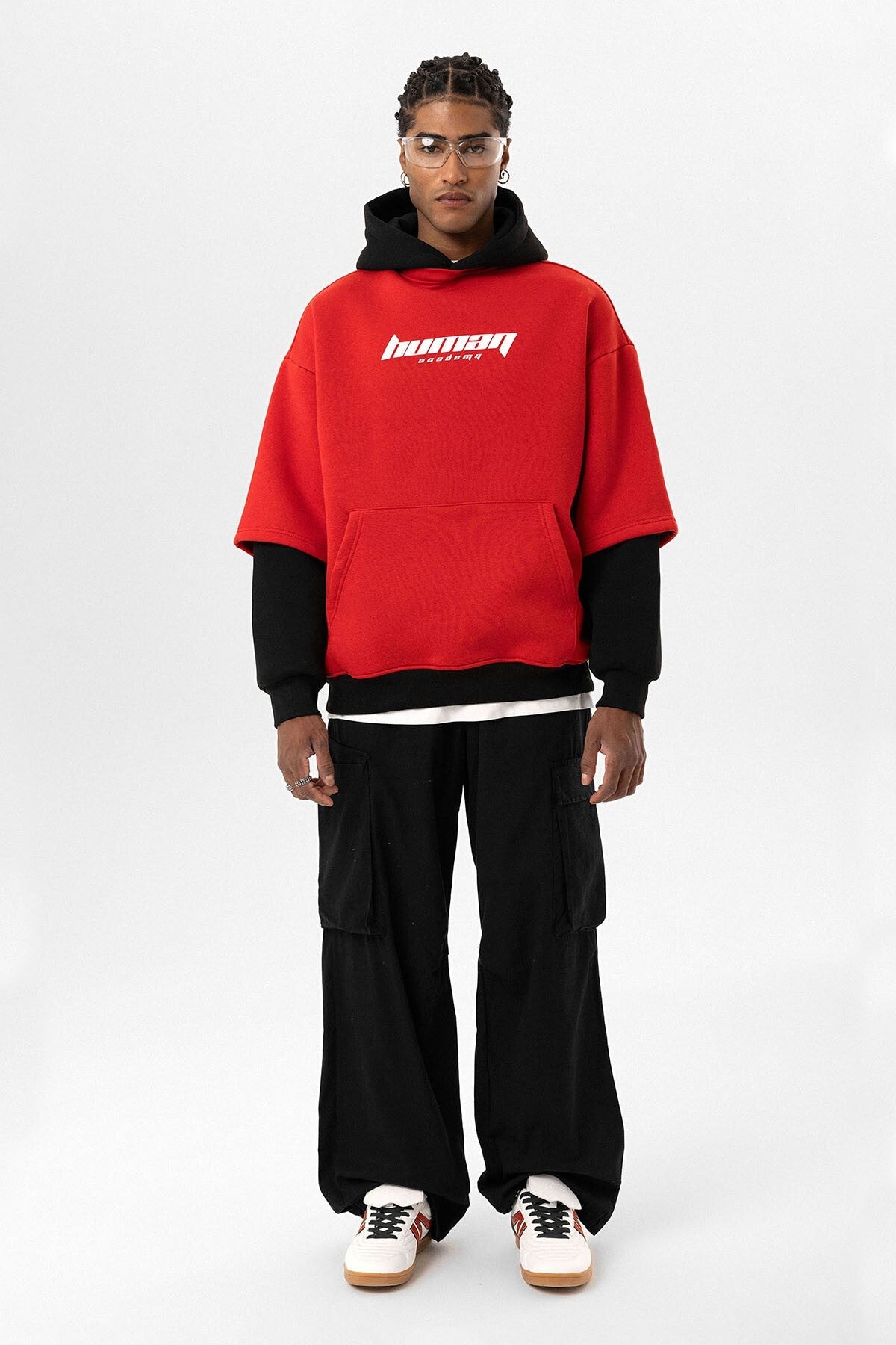 Baskılı Çift Kol Detaylı Oversize Sweatshirt