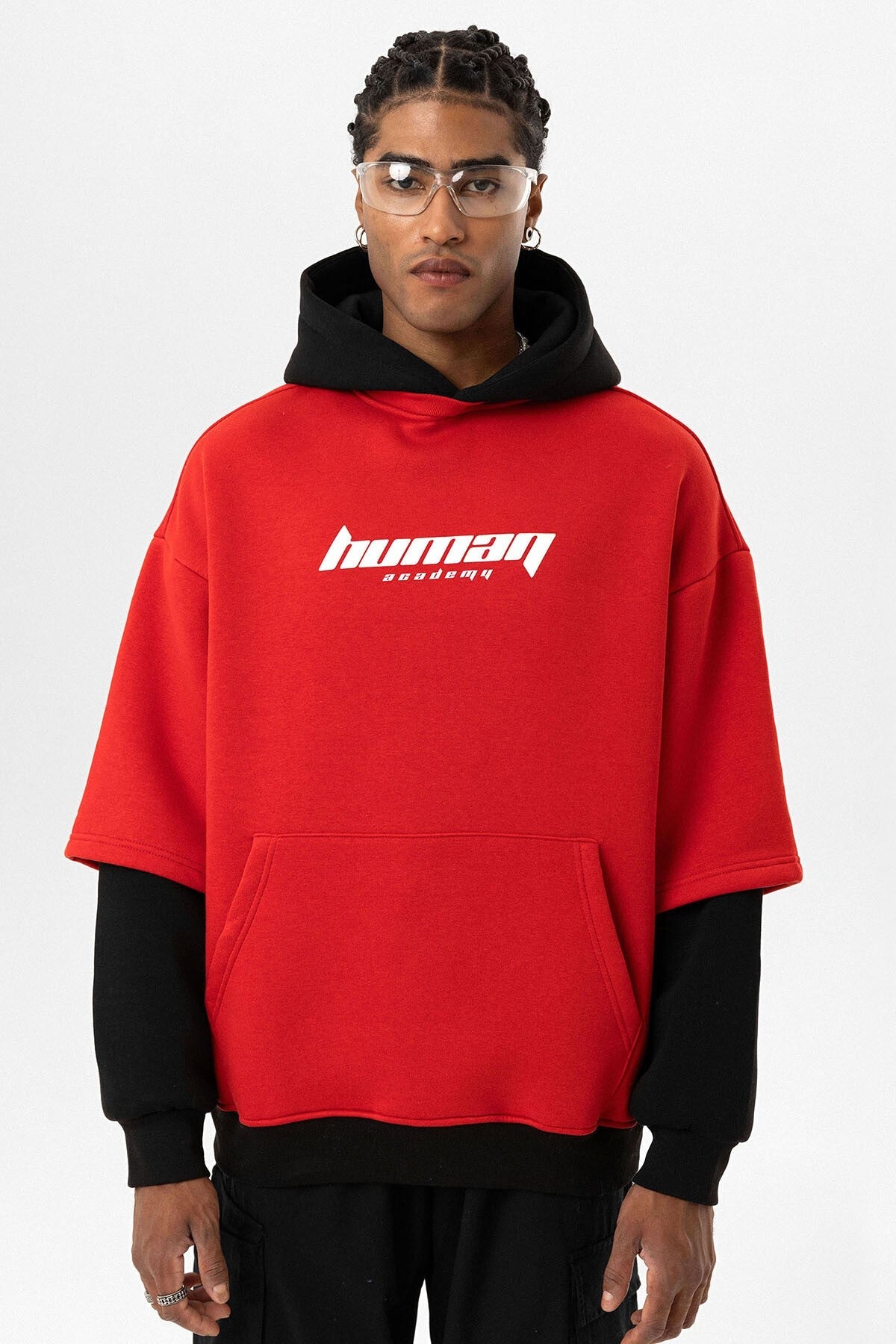 Baskılı Çift Kol Detaylı Oversize Sweatshirt