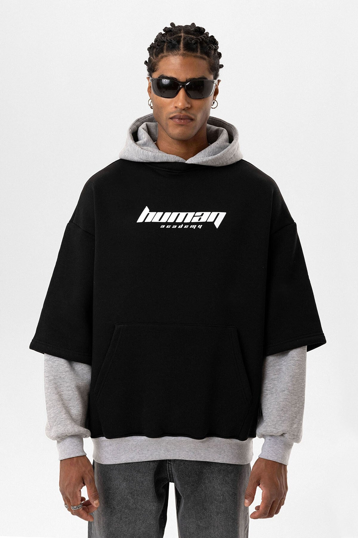 Baskılı Çift Kol Detaylı Oversize Sweatshirt