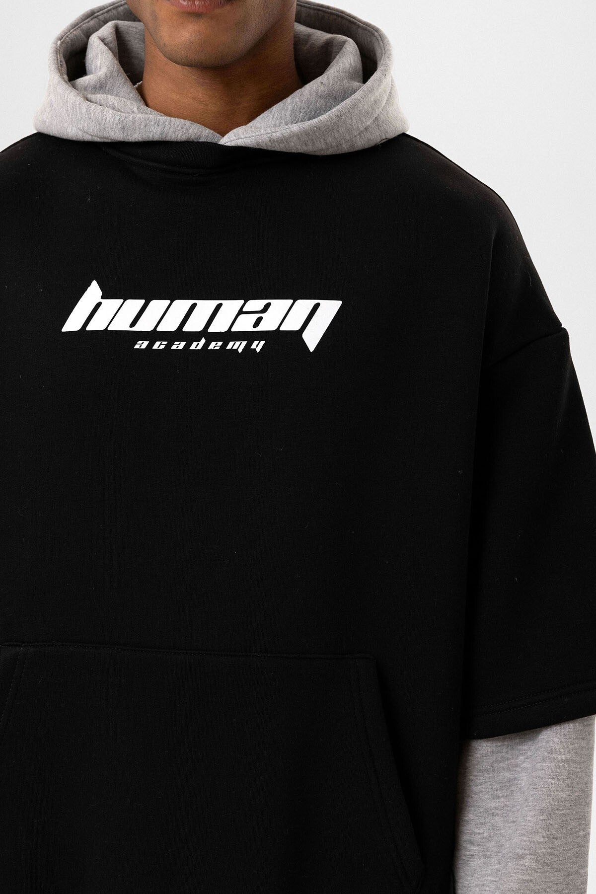 Baskılı Çift Kol Detaylı Oversize Sweatshirt