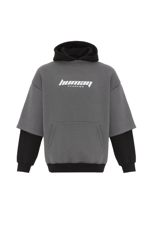 Baskılı Çift Kol Detaylı Oversize Sweatshirt