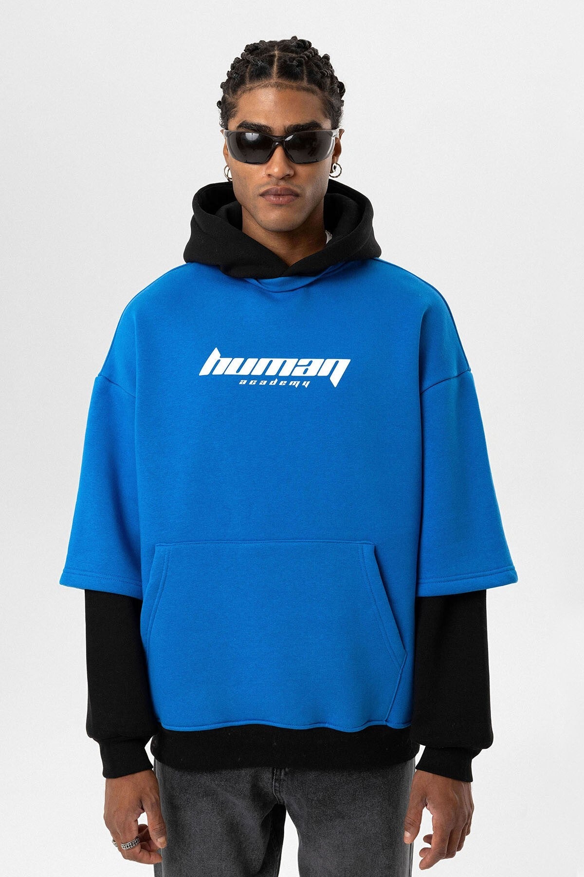 Baskılı Çift Kol Detaylı Oversize Sweatshirt