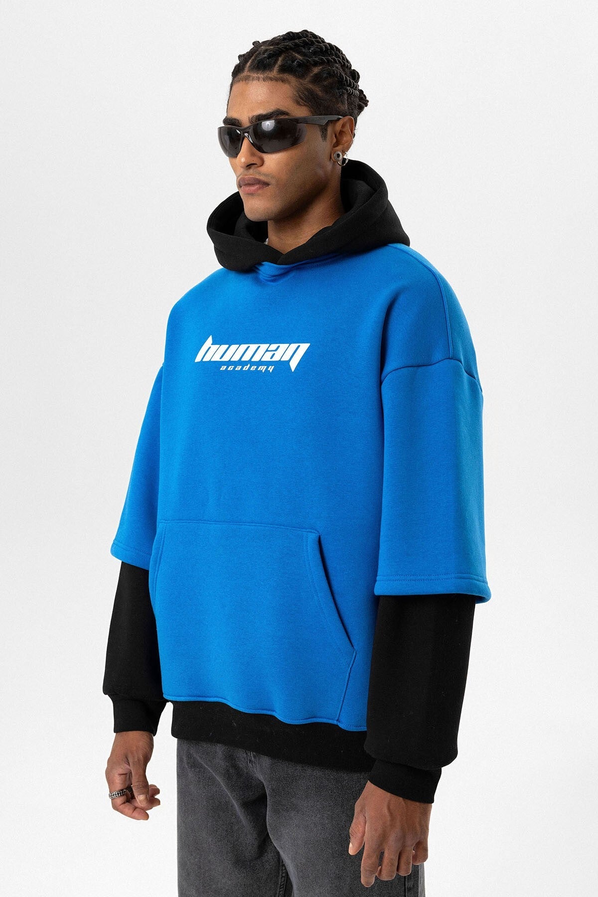 Baskılı Çift Kol Detaylı Oversize Sweatshirt