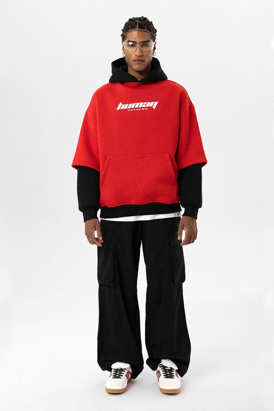 Baskılı Çift Kol Detaylı Oversize Sweatshirt