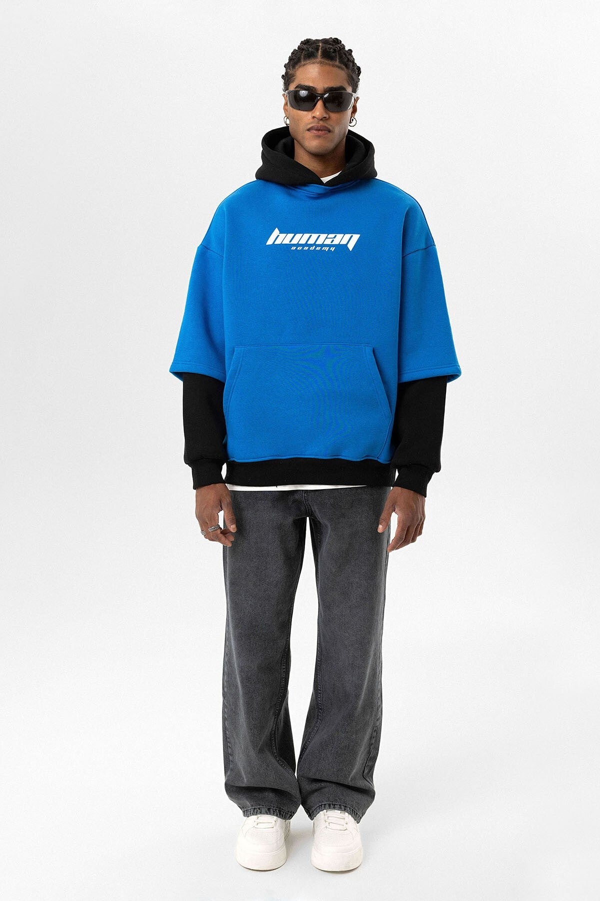 Baskılı Çift Kol Detaylı Oversize Sweatshirt