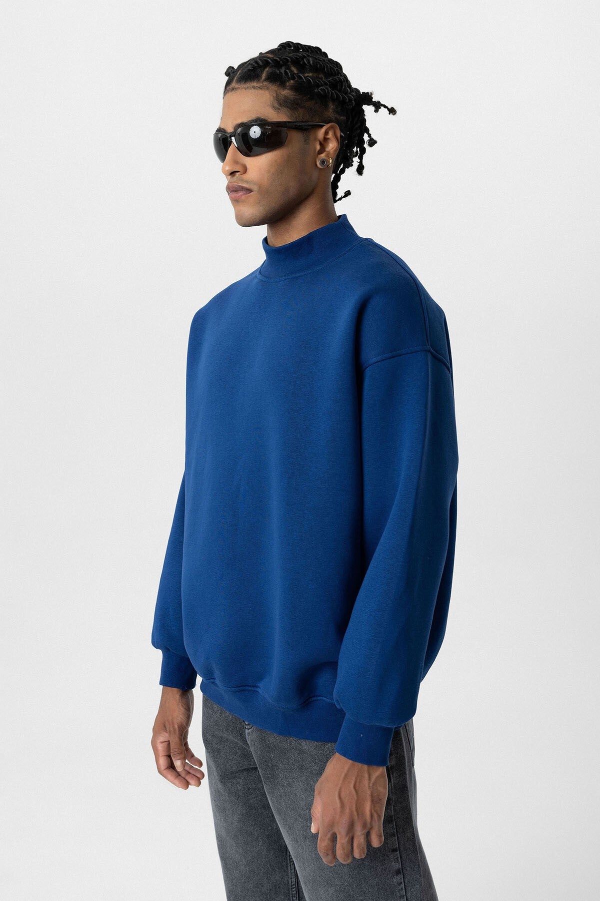 Basic Oversize Balıkçı Yaka Sweatshirt