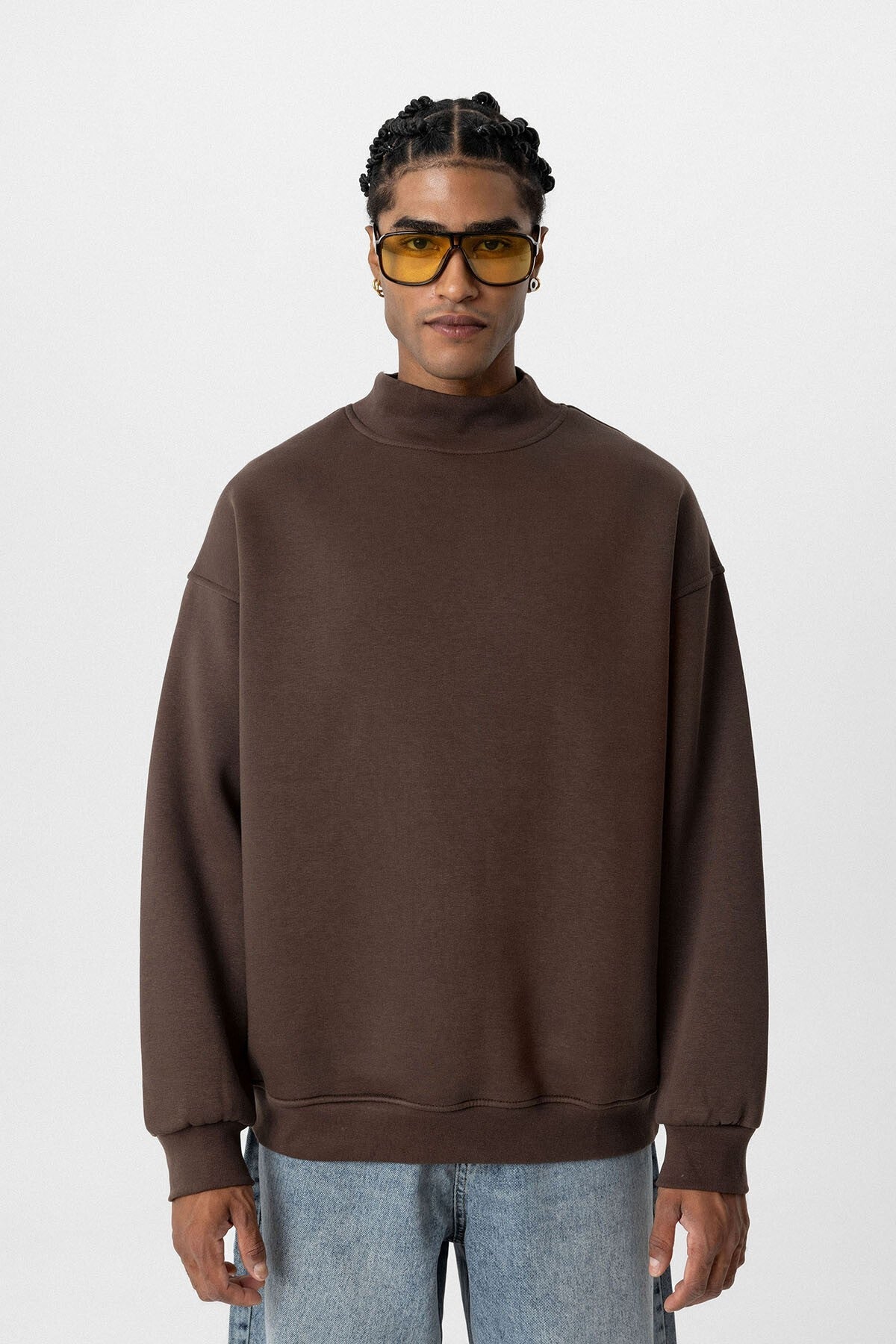 Basic Oversize Balıkçı Yaka Sweatshirt