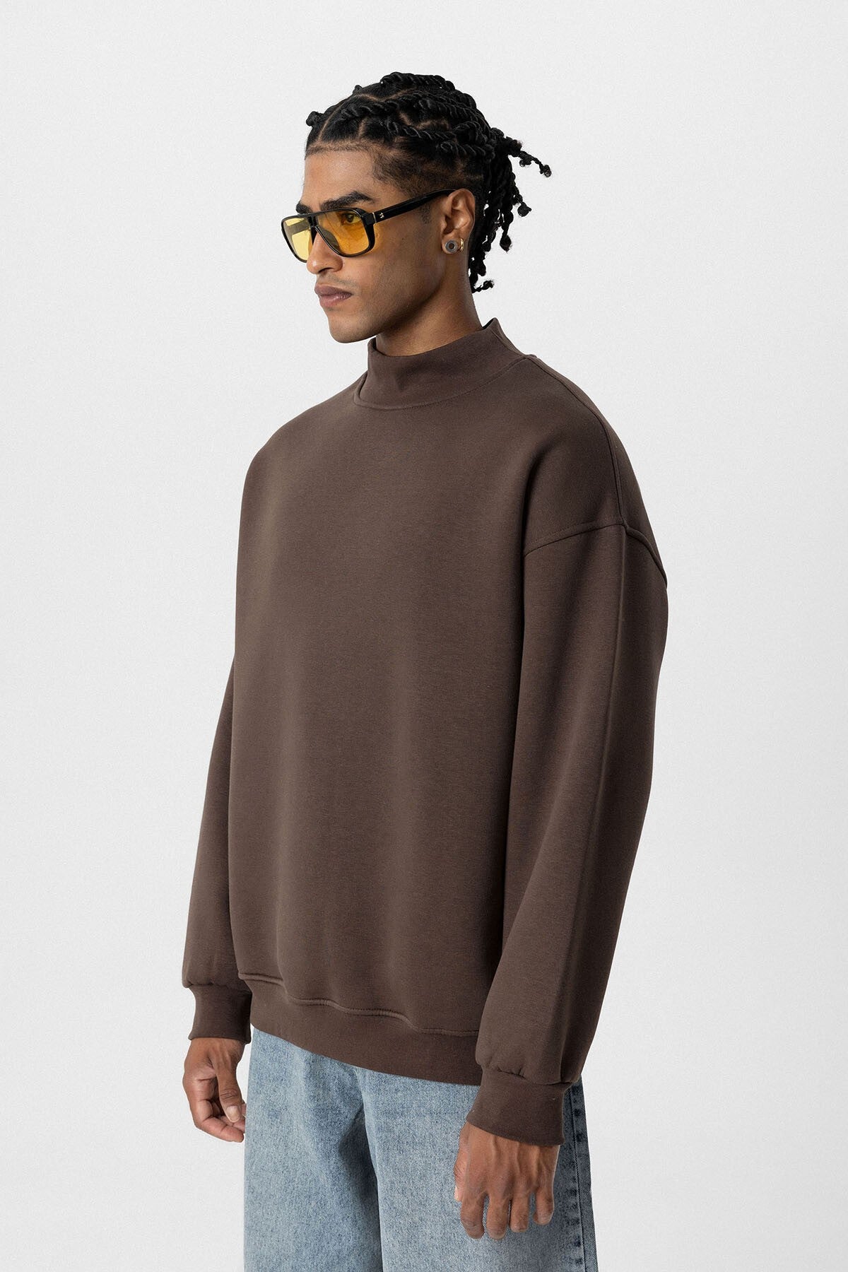 Basic Oversize Balıkçı Yaka Sweatshirt