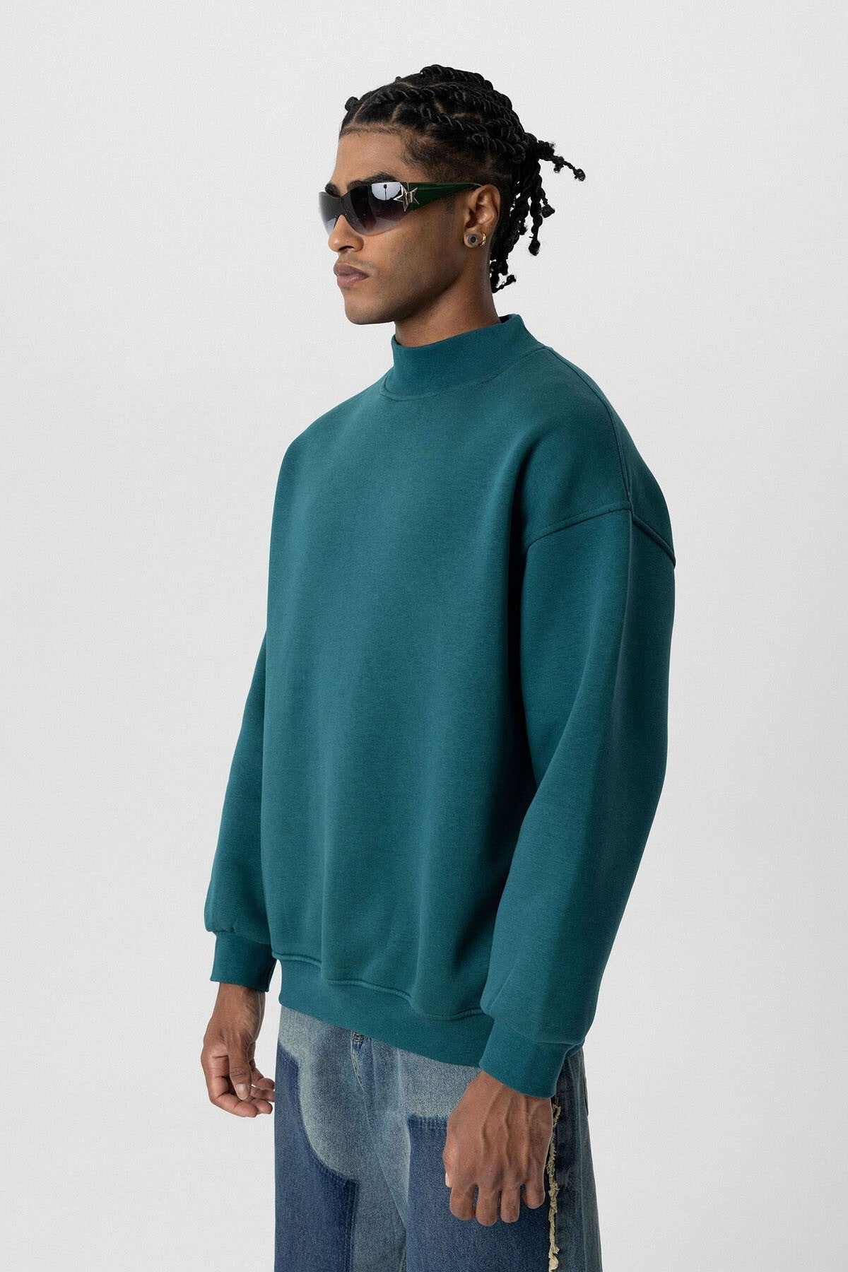Basic Oversize Balıkçı Yaka Sweatshirt