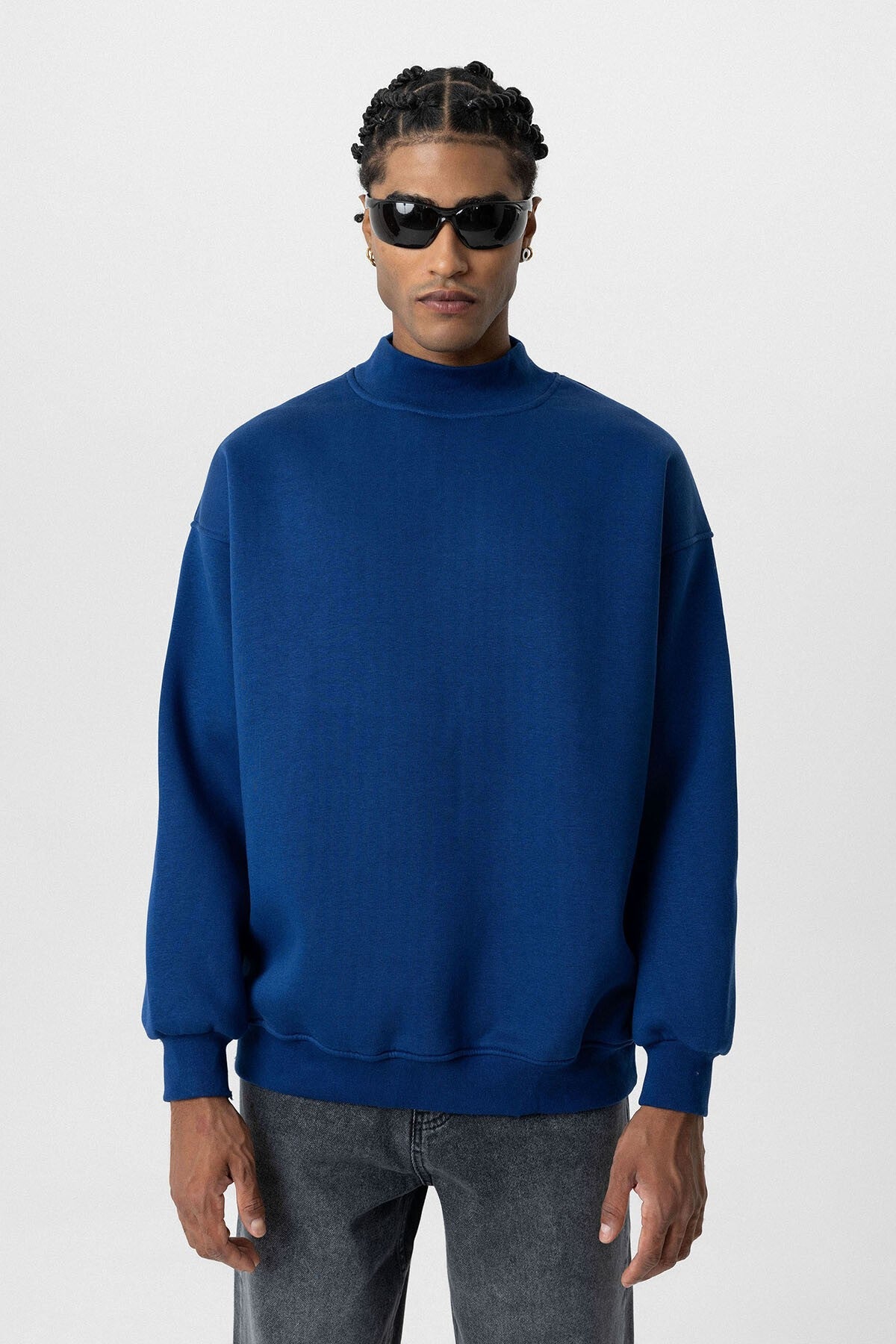 Basic Oversize Balıkçı Yaka Sweatshirt