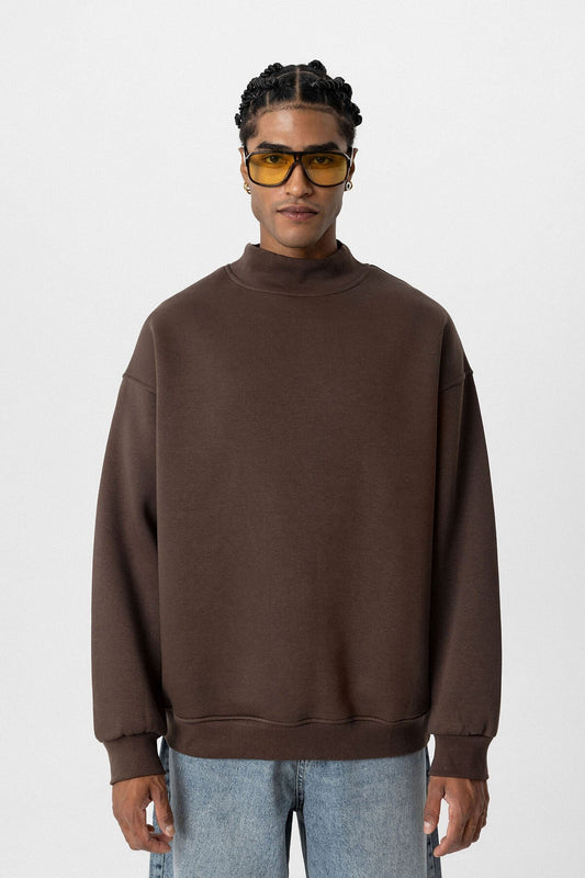 Basic Oversize Balıkçı Yaka Sweatshirt