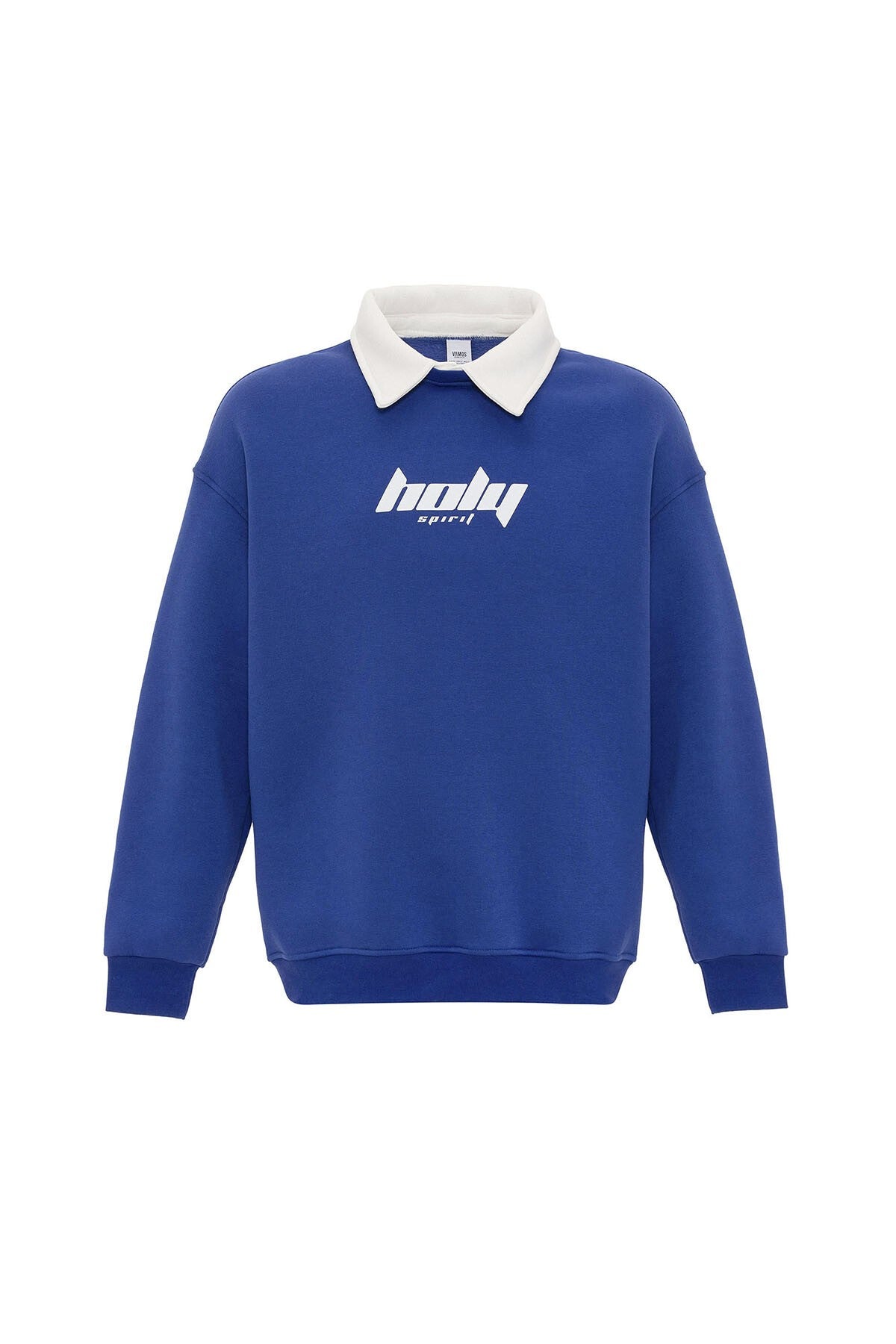 Polo Yaka Oversize Baskılı Sweatshirt