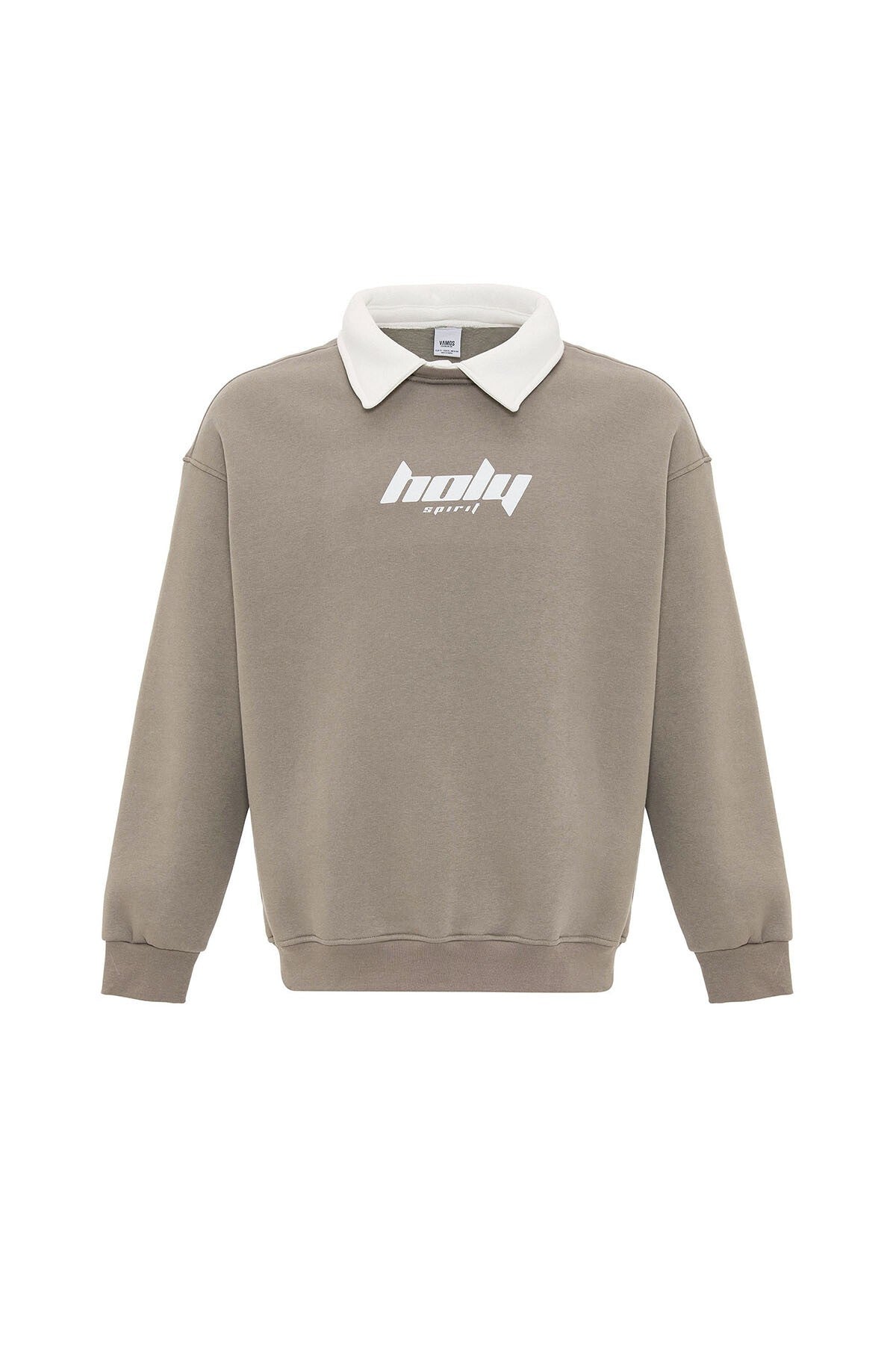 Polo Yaka Oversize Baskılı Sweatshirt