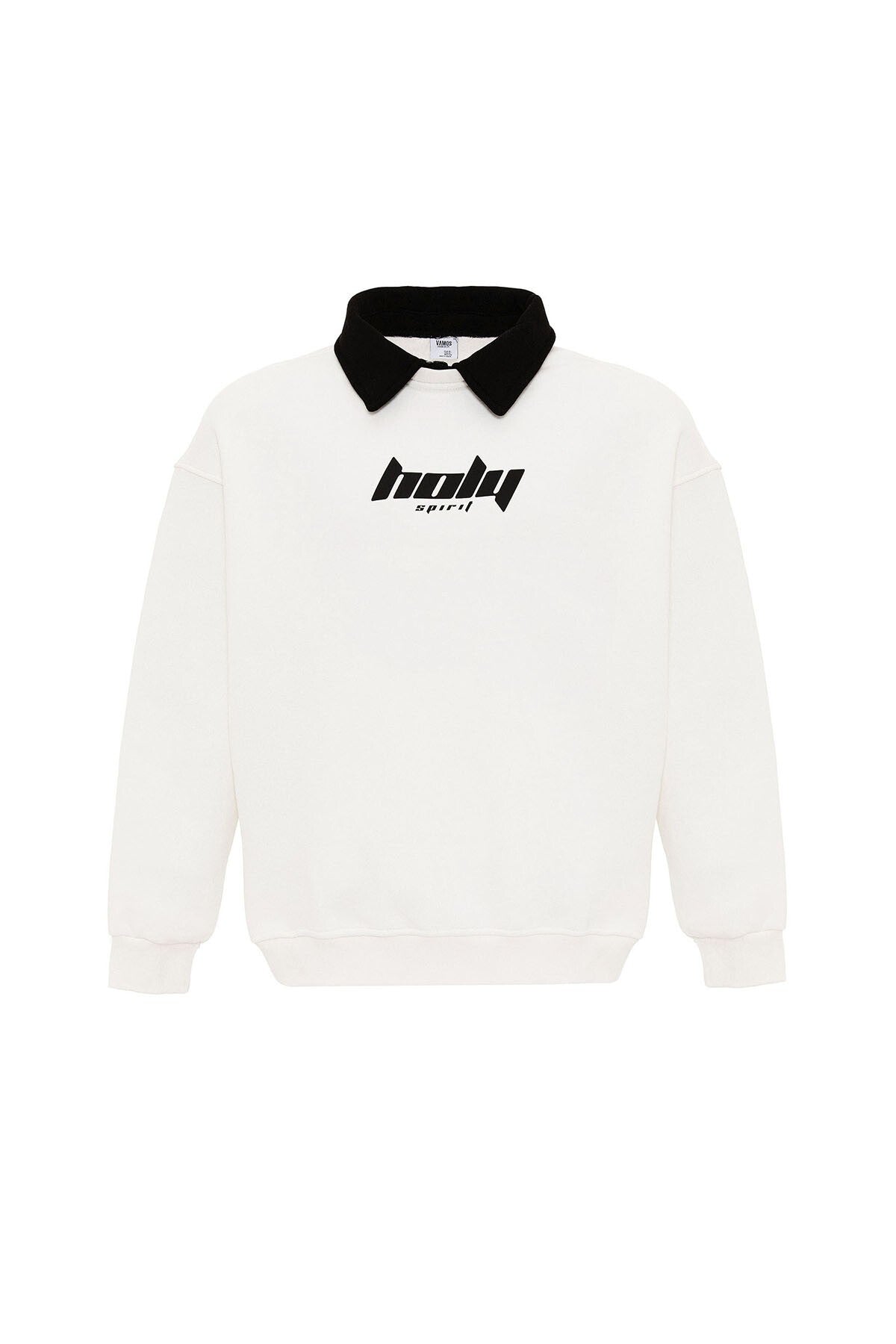 Polo Yaka Oversize Baskılı Sweatshirt