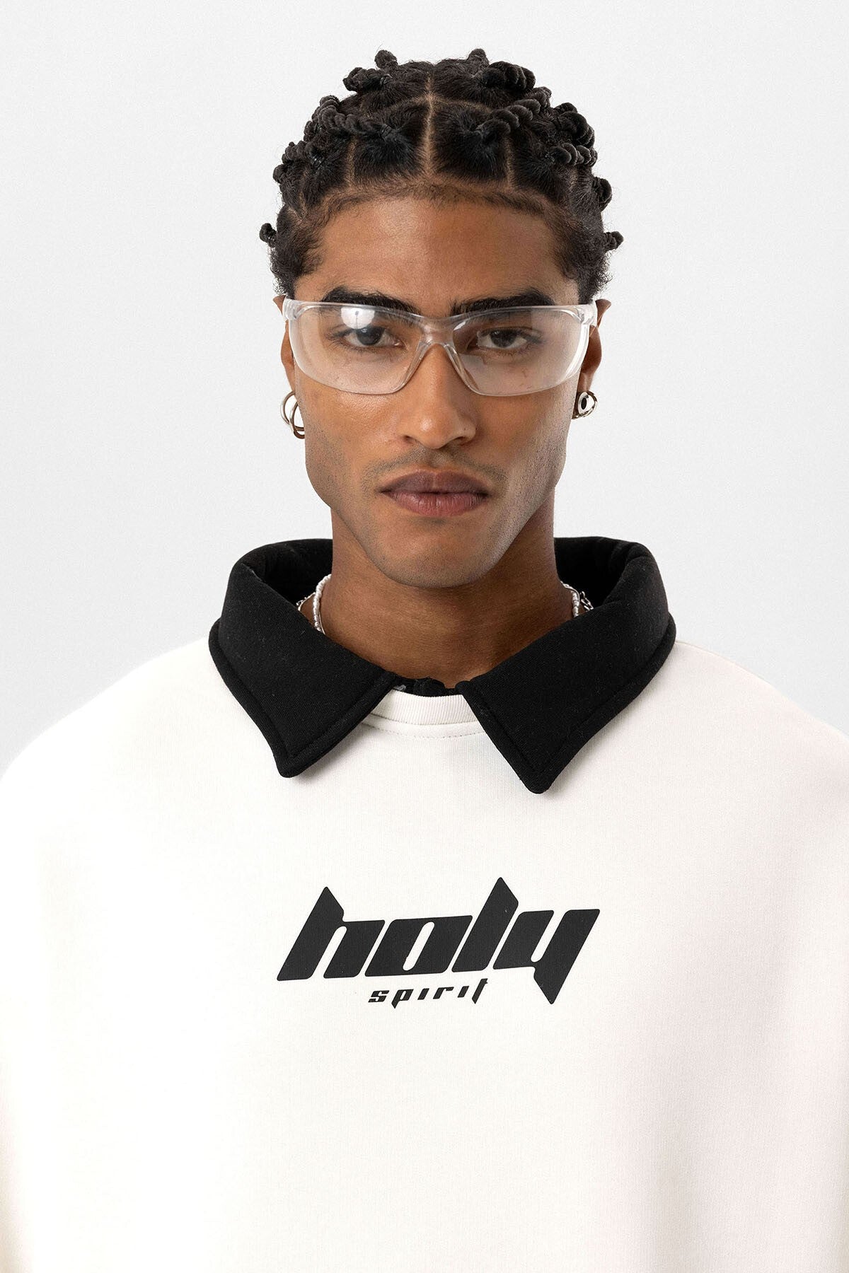 Polo Yaka Oversize Baskılı Sweatshirt