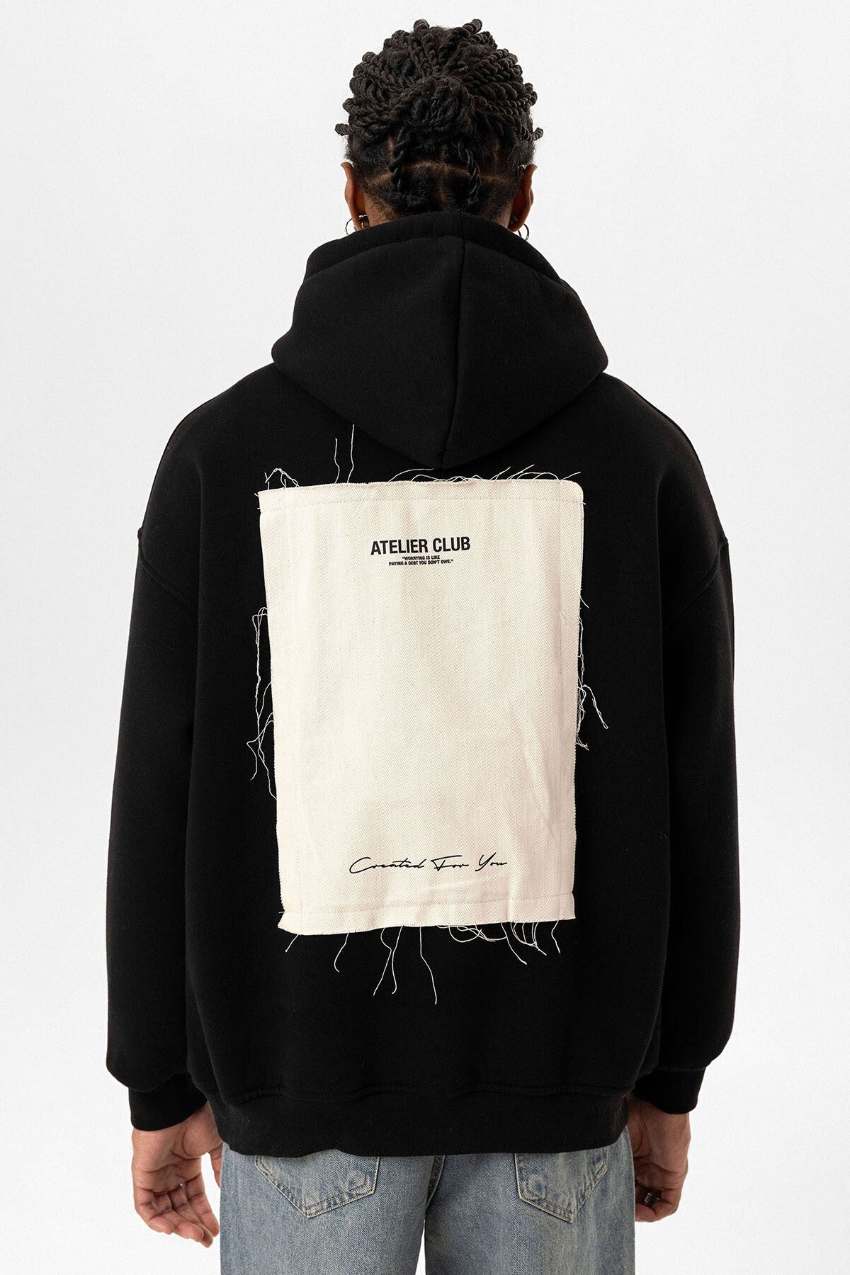 Etiket Detaylı Oversize Kapüşonlu Sweatshirt