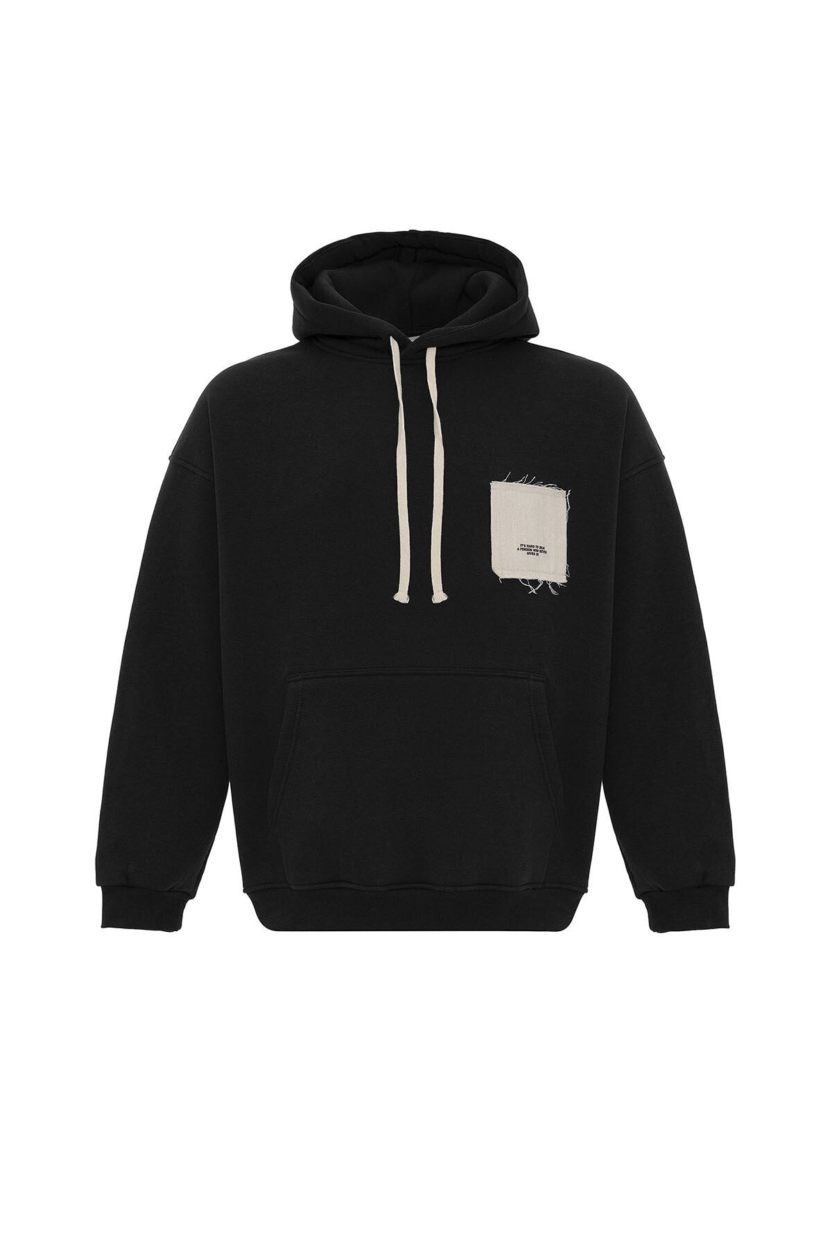 Etiket Detaylı Oversize Kapüşonlu Sweatshirt