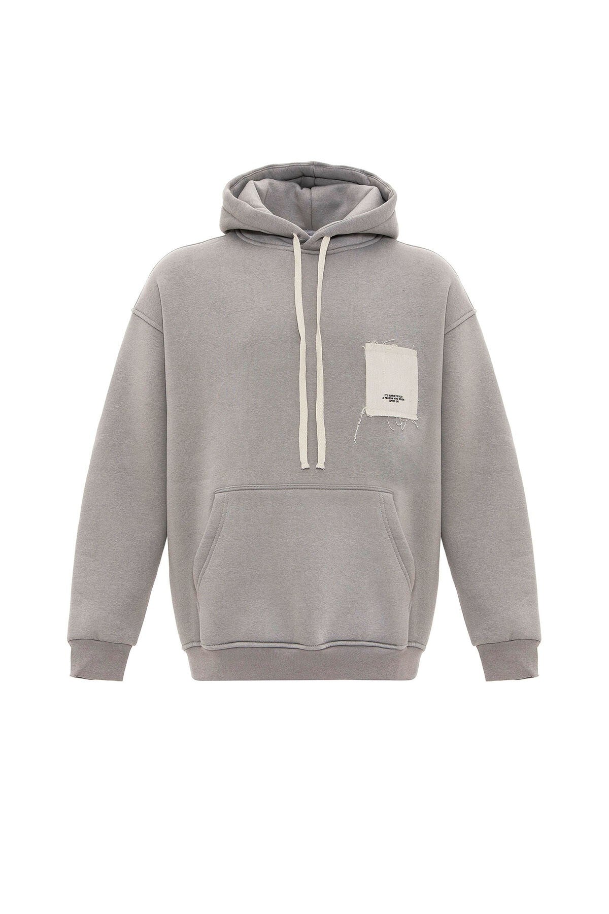 Etiket Detaylı Oversize Kapüşonlu Sweatshirt