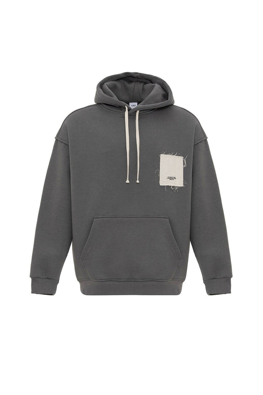 Etiket Detaylı Oversize Kapüşonlu Sweatshirt