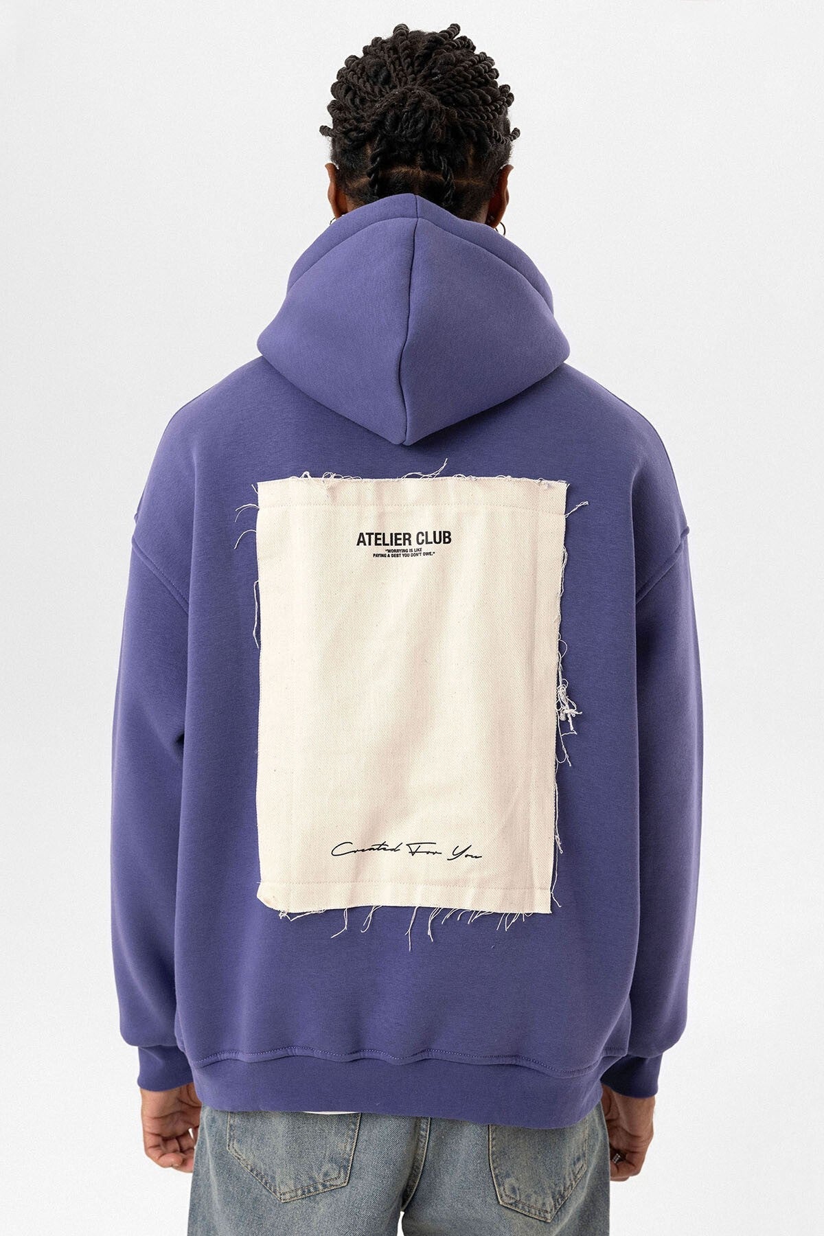 Etiket Detaylı Oversize Kapüşonlu Sweatshirt