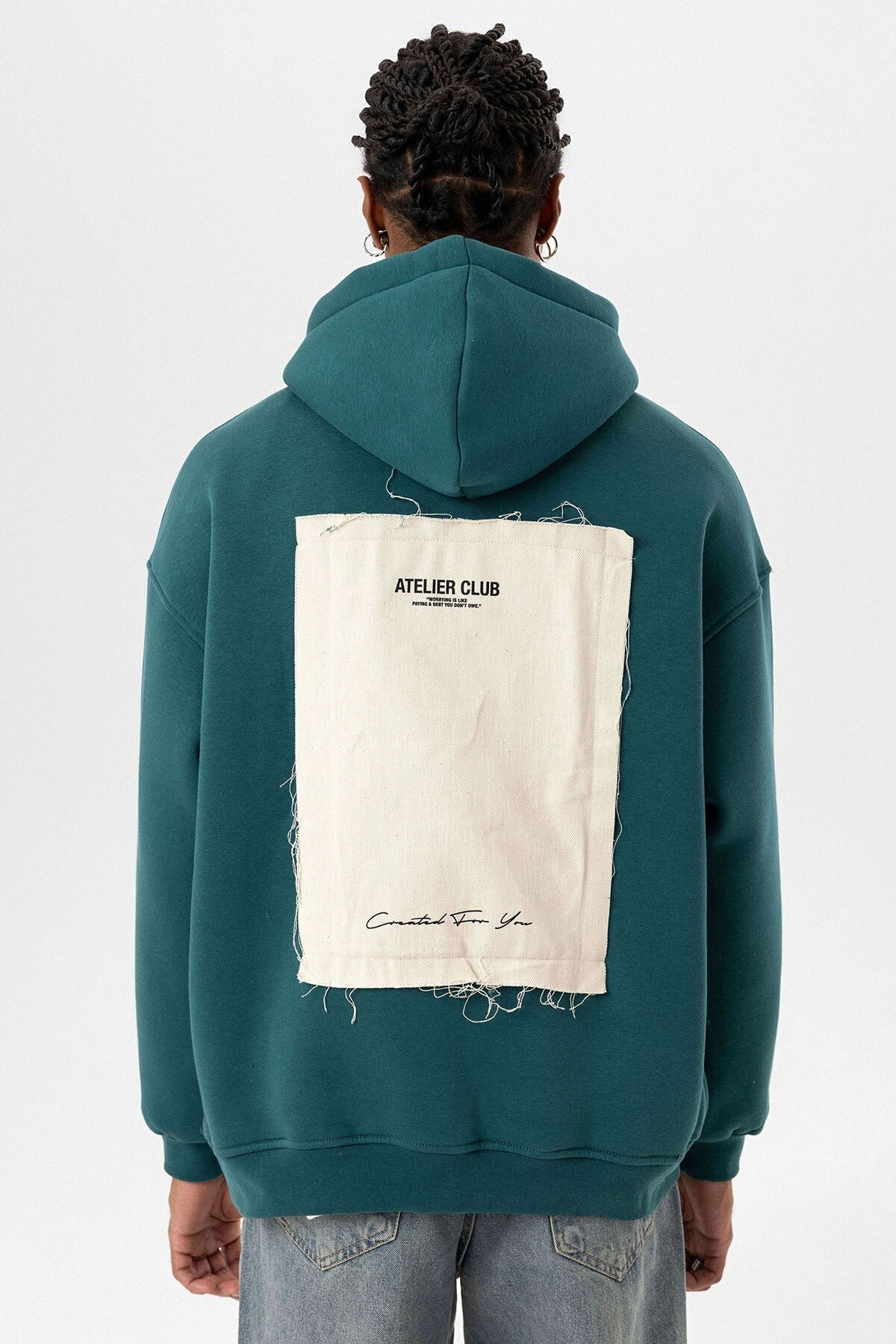 Etiket Detaylı Oversize Kapüşonlu Sweatshirt
