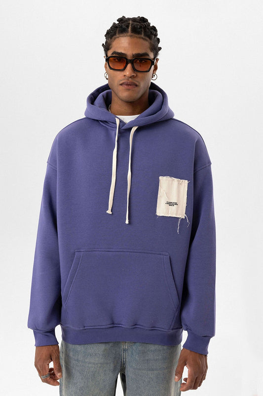 Etiket Detaylı Oversize Kapüşonlu Sweatshirt