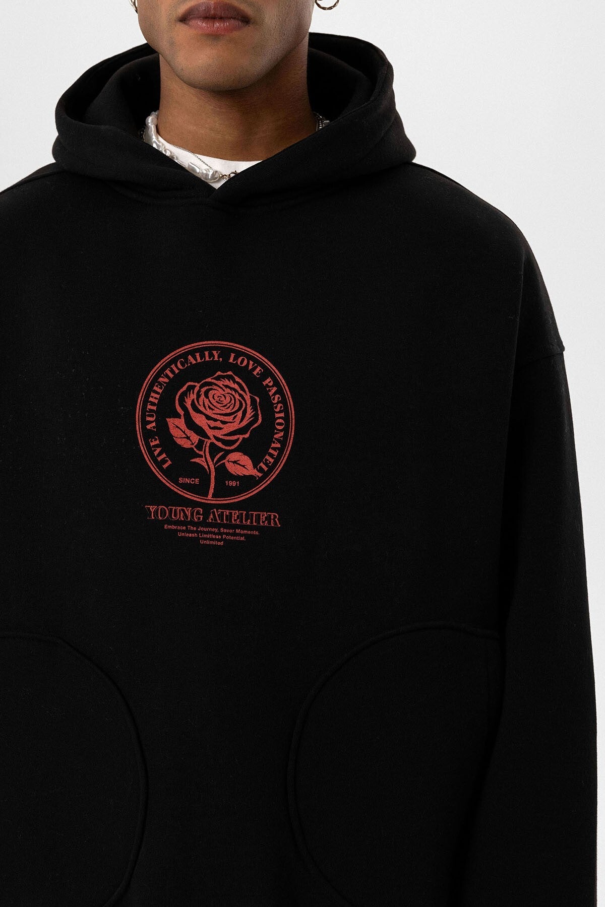 Cep Detaylı Baskılı Overıze Sweatshirt
