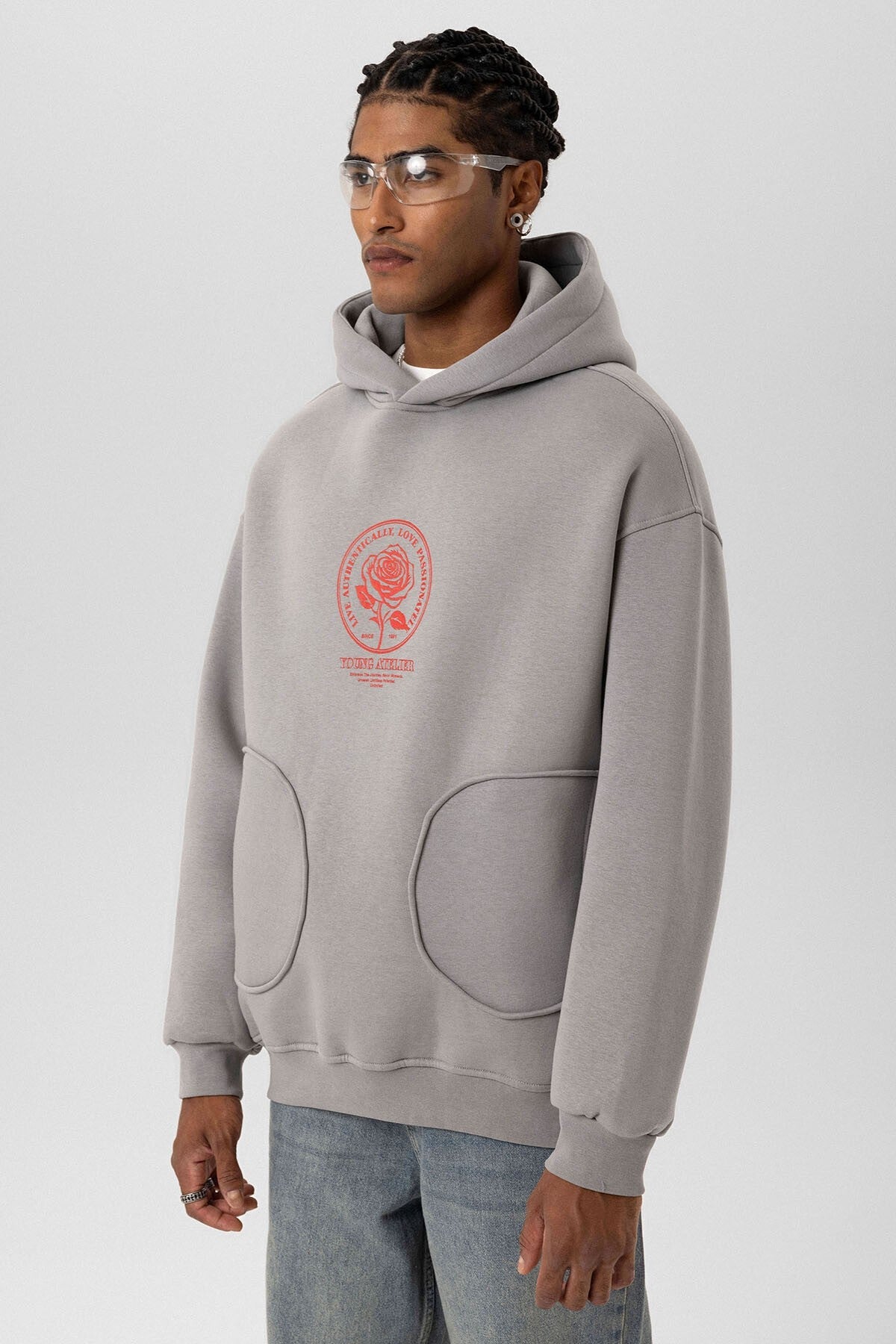 Cep Detaylı Baskılı Overıze Sweatshirt