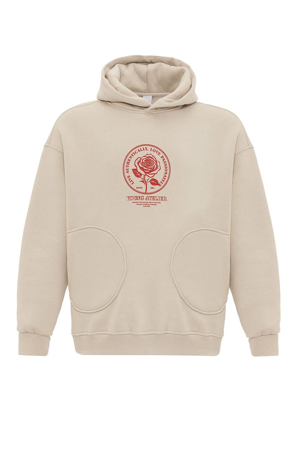 Cep Detaylı Baskılı Overıze Sweatshirt