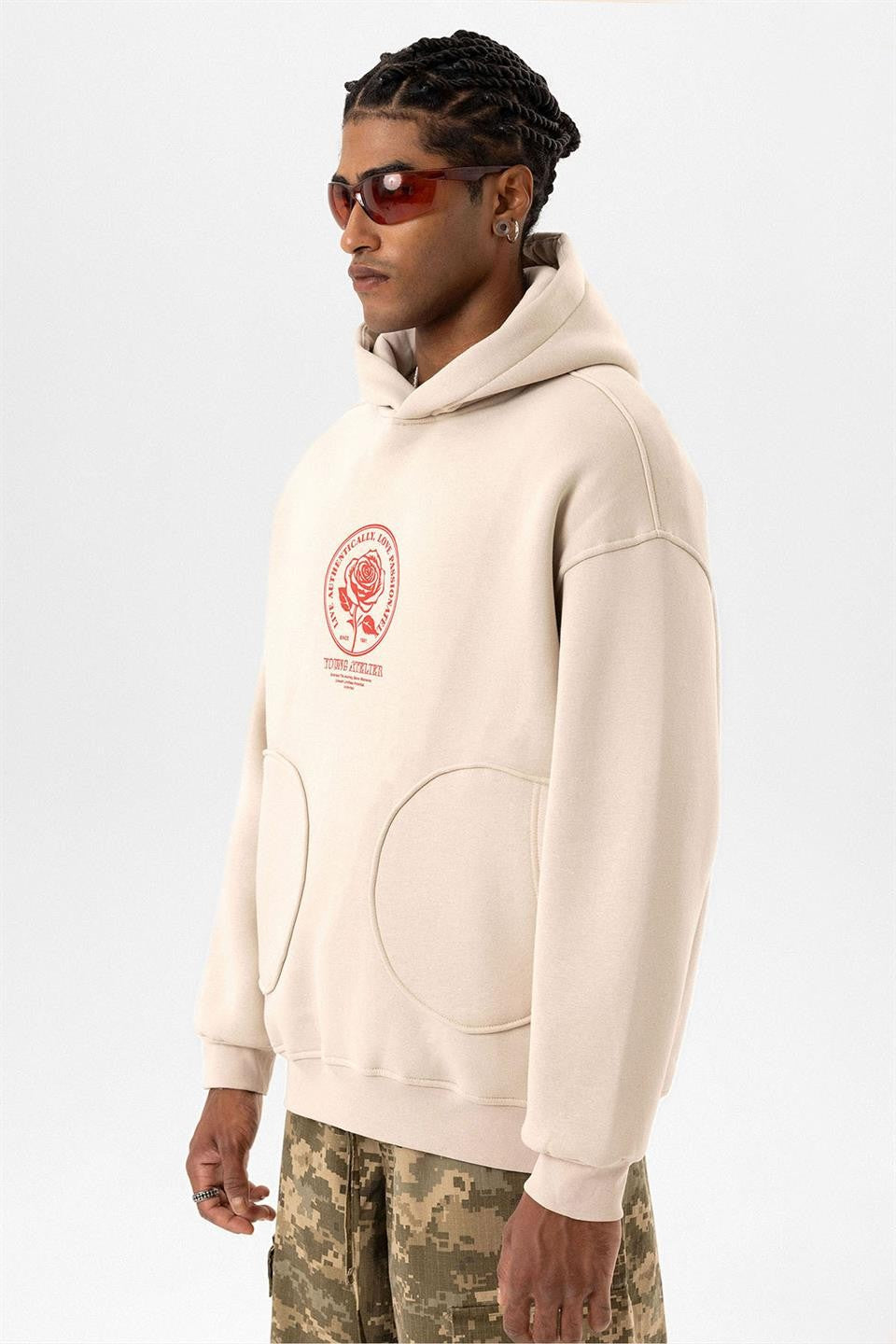 Cep Detaylı Baskılı Overıze Sweatshirt