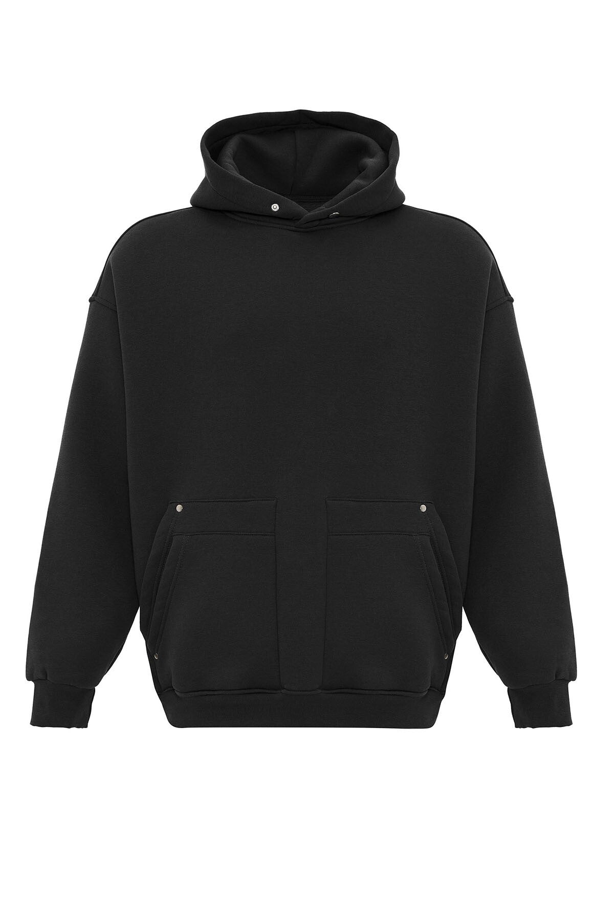 Cep Detaylı Kapüşonlu Oversize Sweatshirt