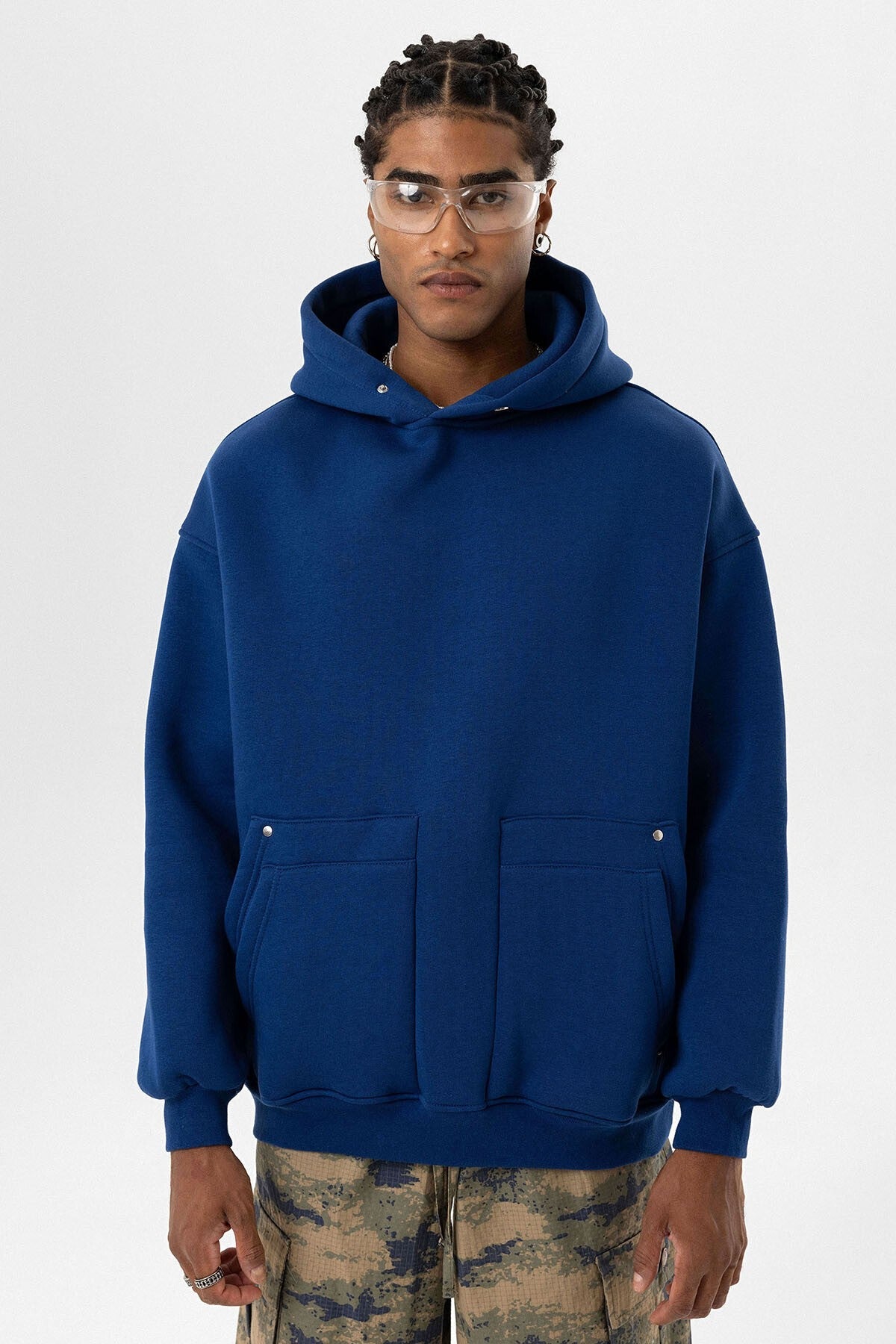 Cep Detaylı Kapüşonlu Oversize Sweatshirt