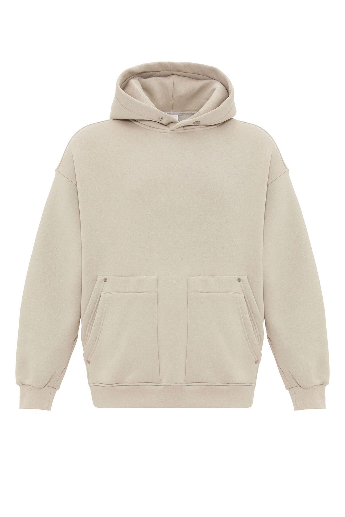 Cep Detaylı Kapüşonlu Oversize Sweatshirt