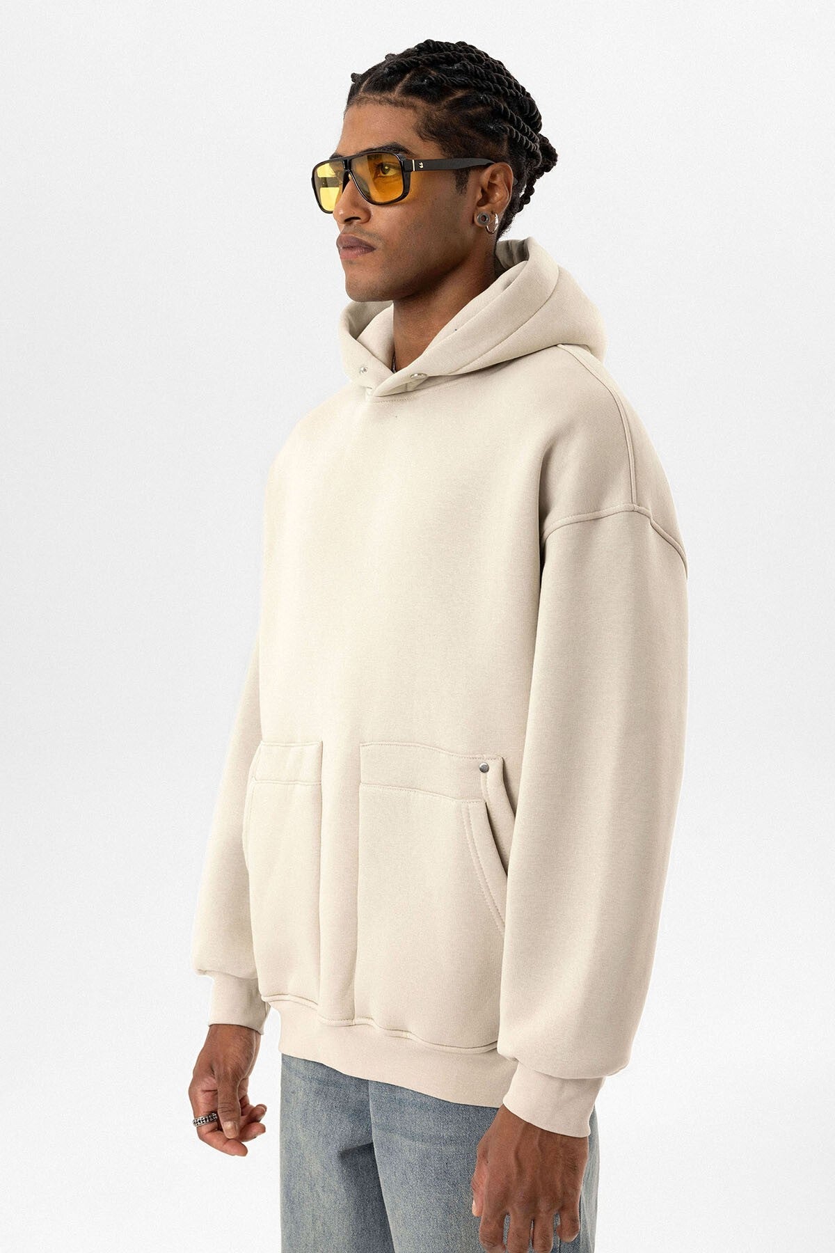 Cep Detaylı Kapüşonlu Oversize Sweatshirt