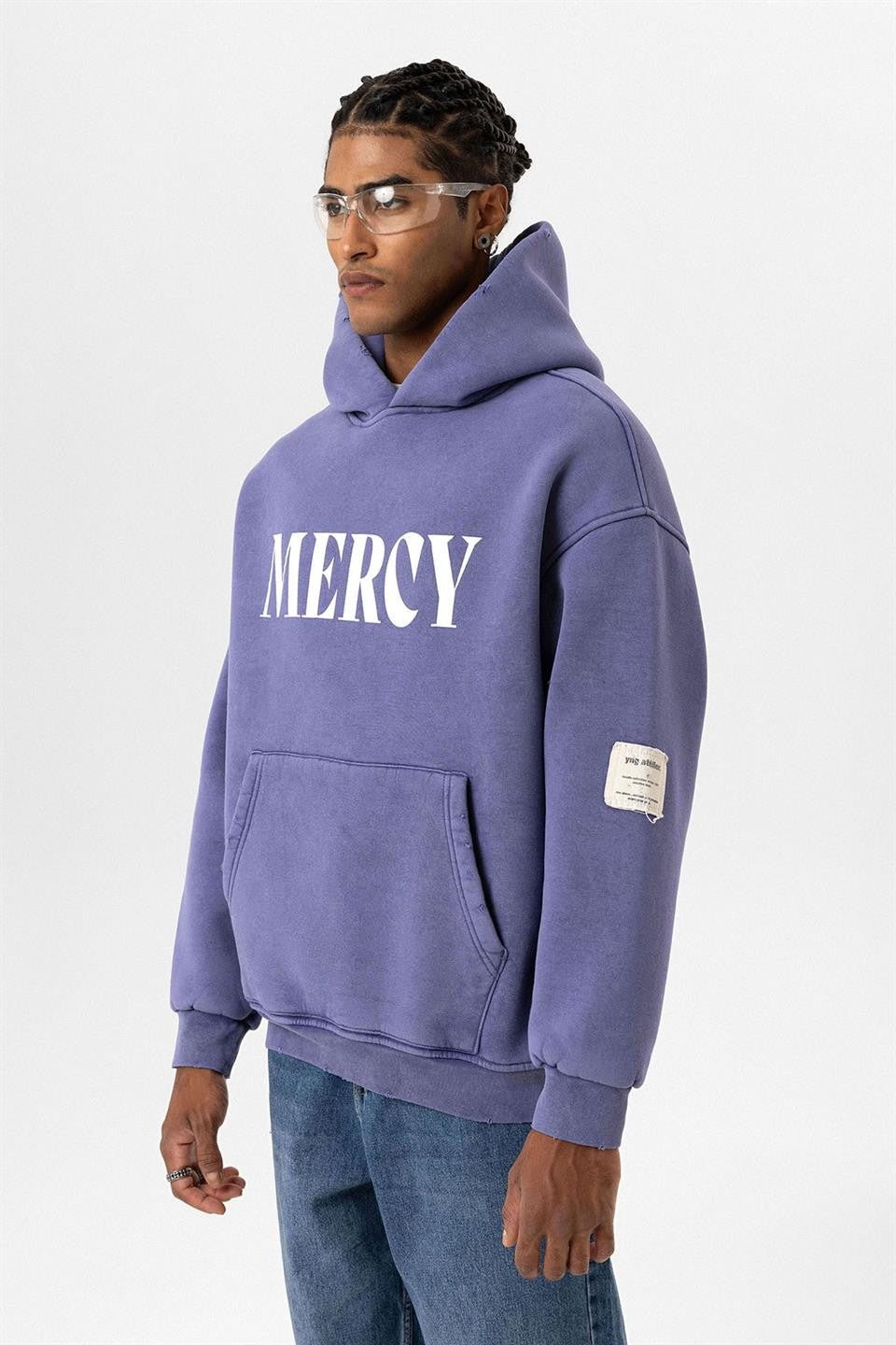 Kart Detaylı Yıkamalı Oversize Sweatshirt