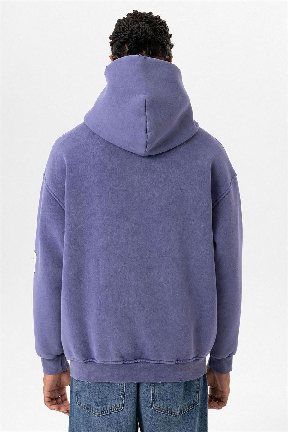 Kart Detaylı Yıkamalı Oversize Sweatshirt