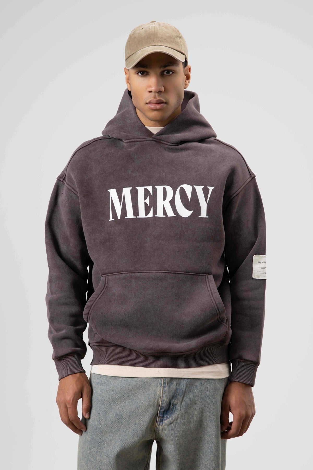 Kart Detaylı Yıkamalı Oversize Sweatshirt