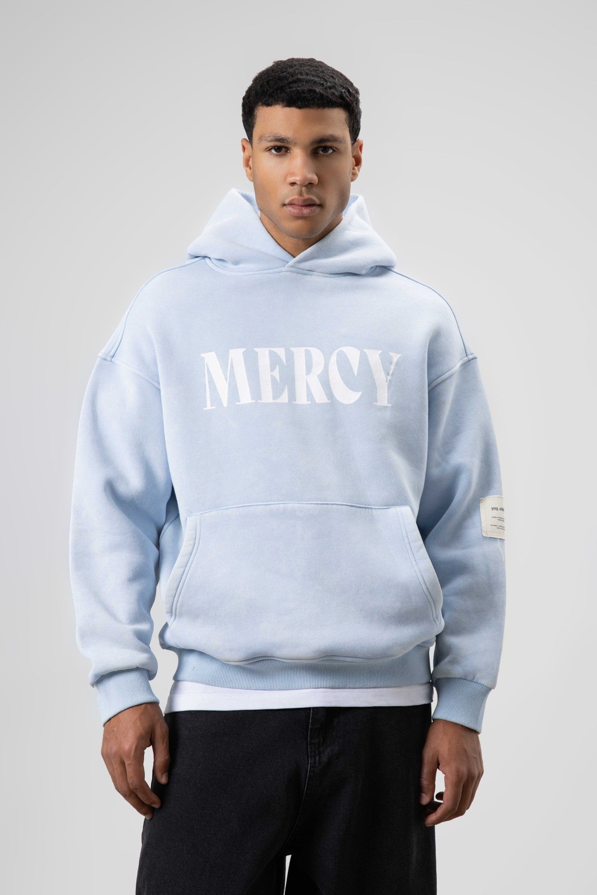 Kart Detaylı Yıkamalı Oversize Sweatshirt