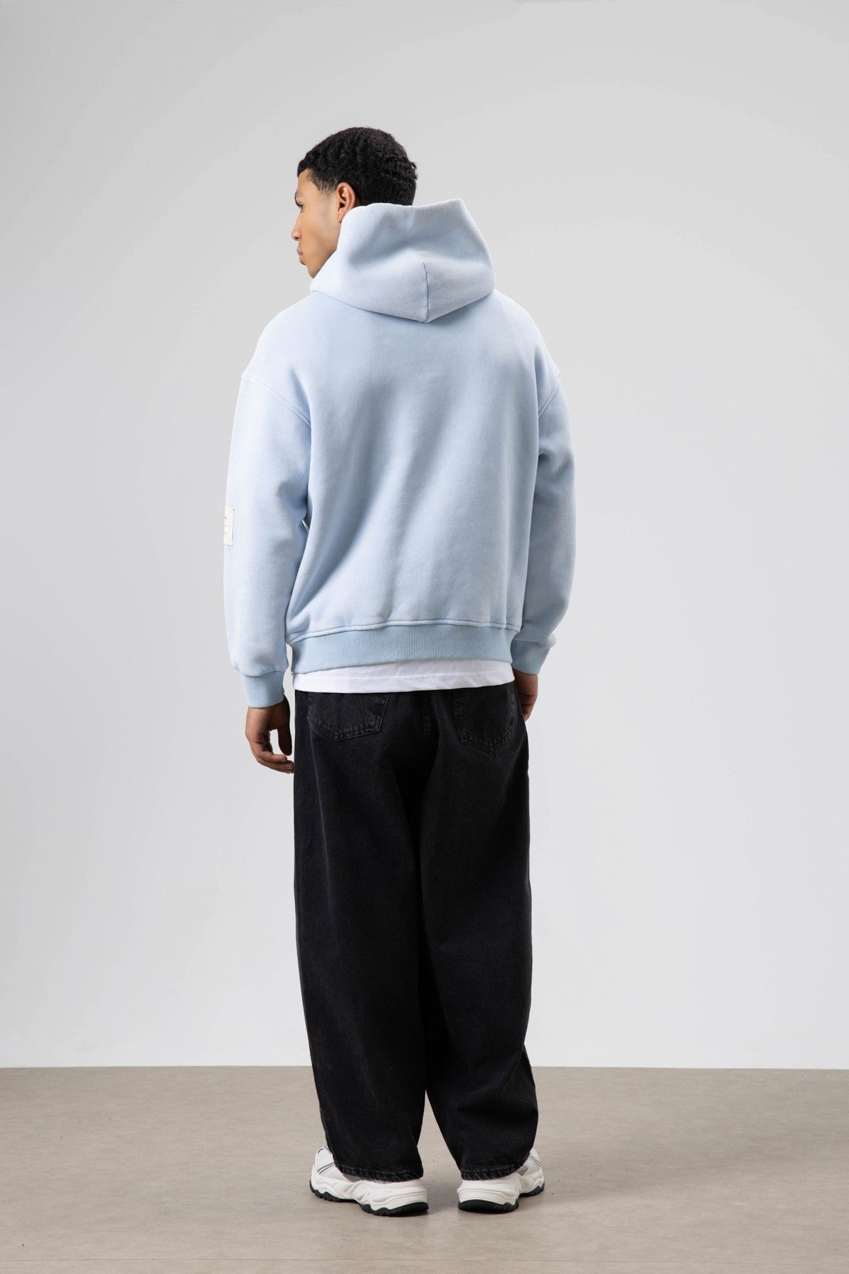 Kart Detaylı Yıkamalı Oversize Sweatshirt