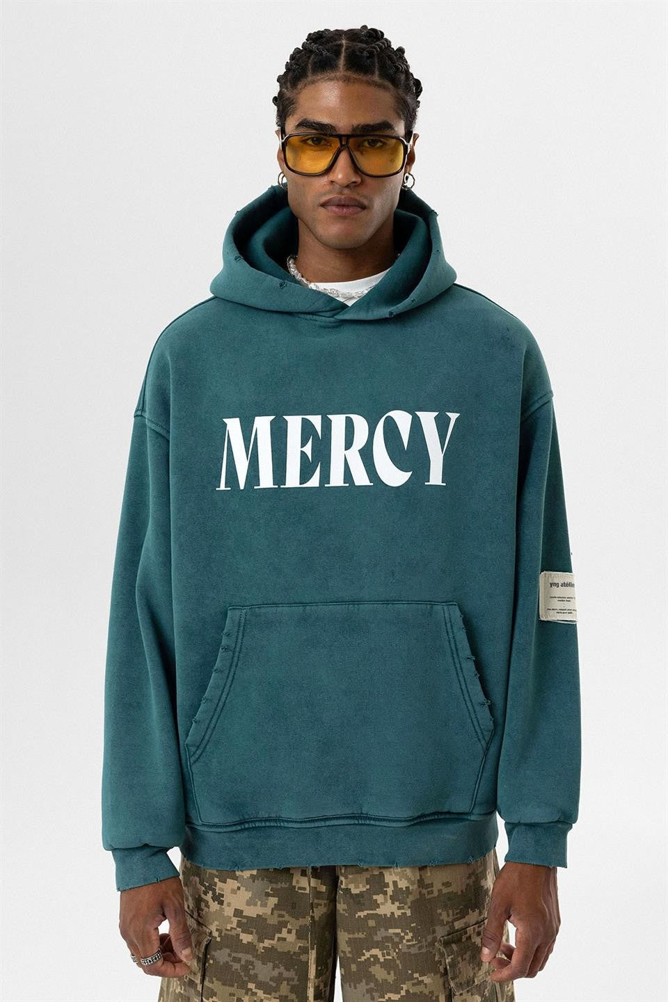 Kart Detaylı Yıkamalı Oversize Sweatshirt