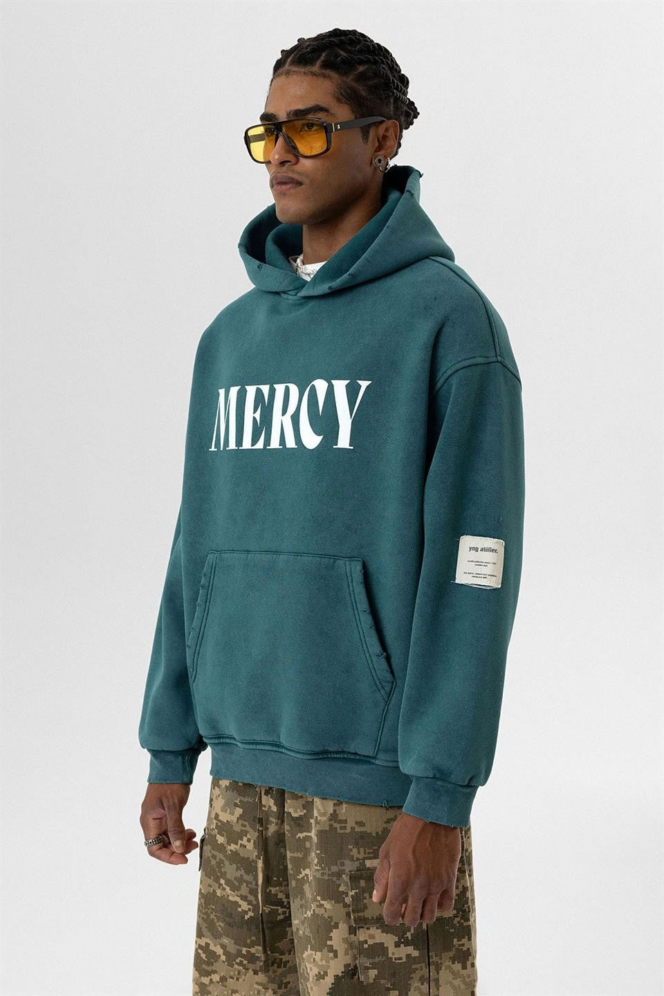 Kart Detaylı Yıkamalı Oversize Sweatshirt
