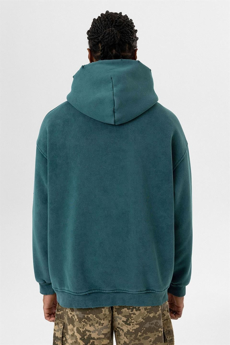 Kart Detaylı Yıkamalı Oversize Sweatshirt