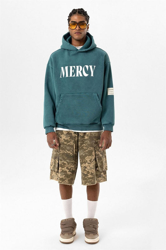 Kart Detaylı Yıkamalı Oversize Sweatshirt