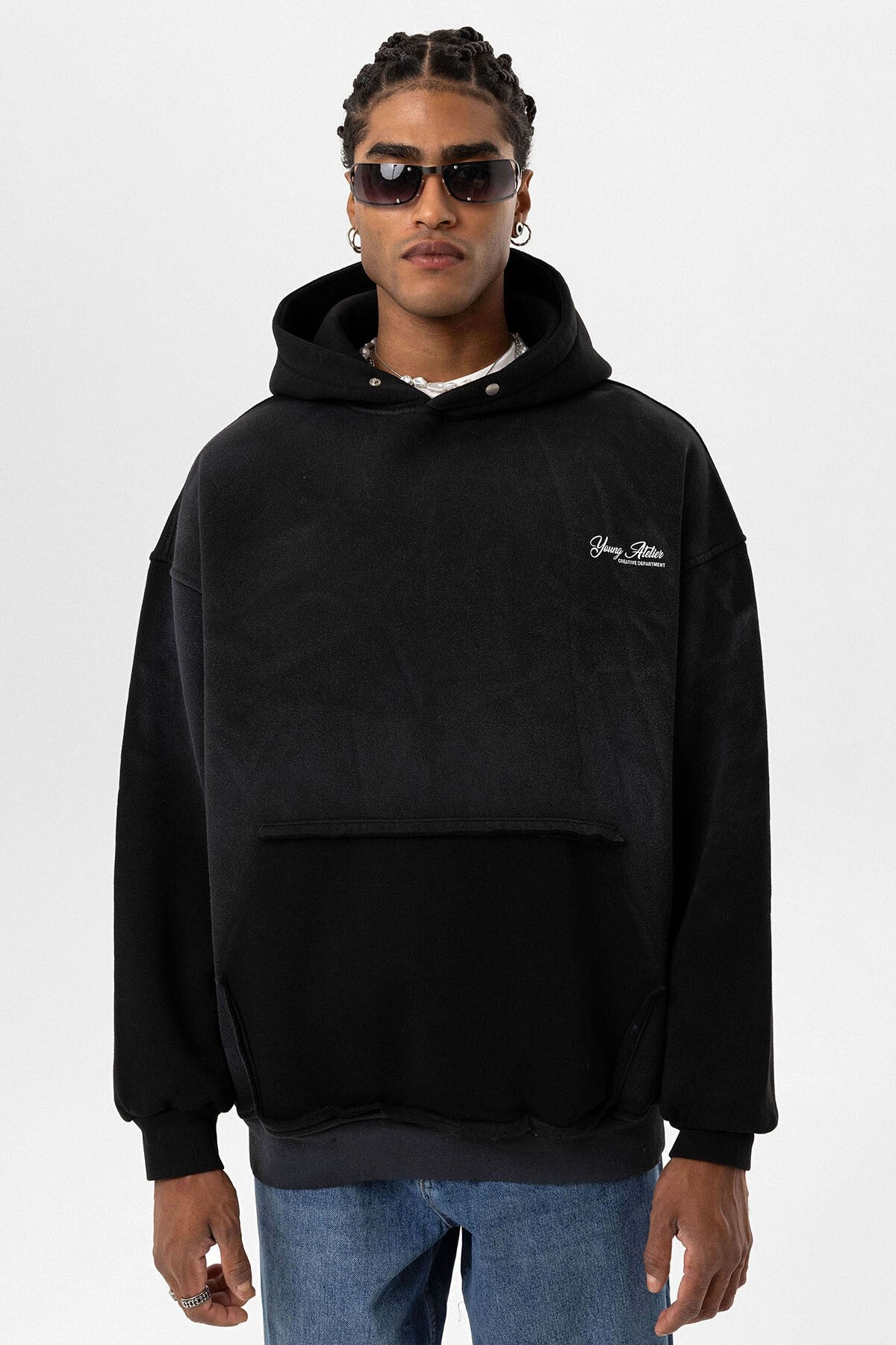 Yıkamalı Oversize Kapüşonlu Sweatshirt