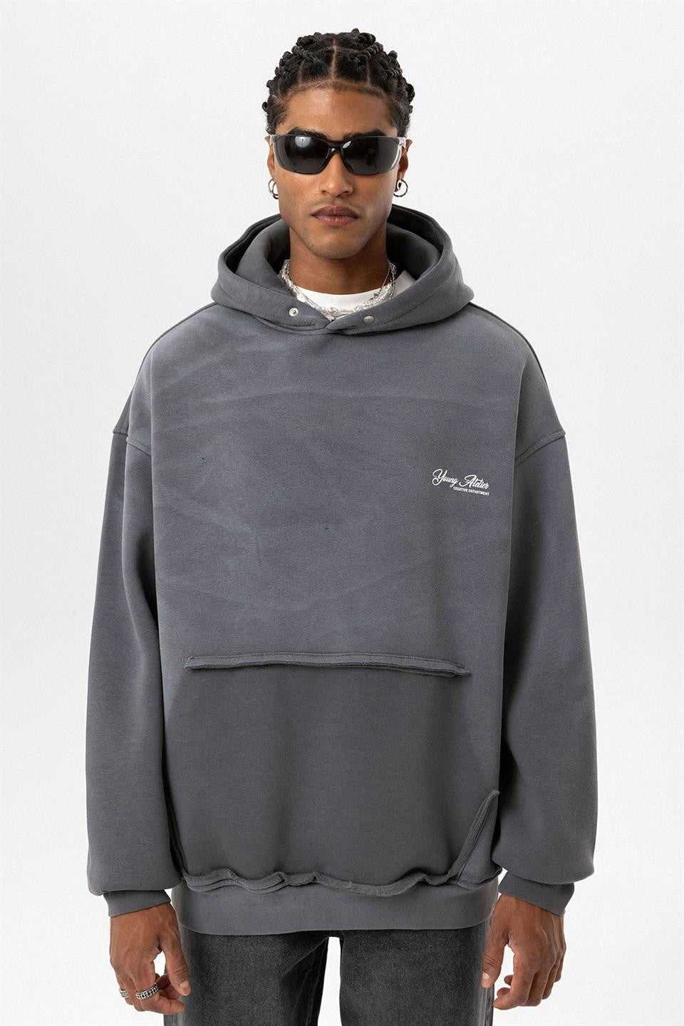 Yıkamalı Oversize Kapüşonlu Sweatshirt