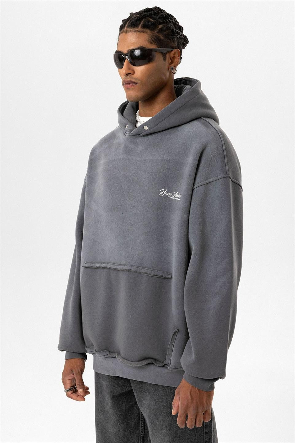 Yıkamalı Oversize Kapüşonlu Sweatshirt
