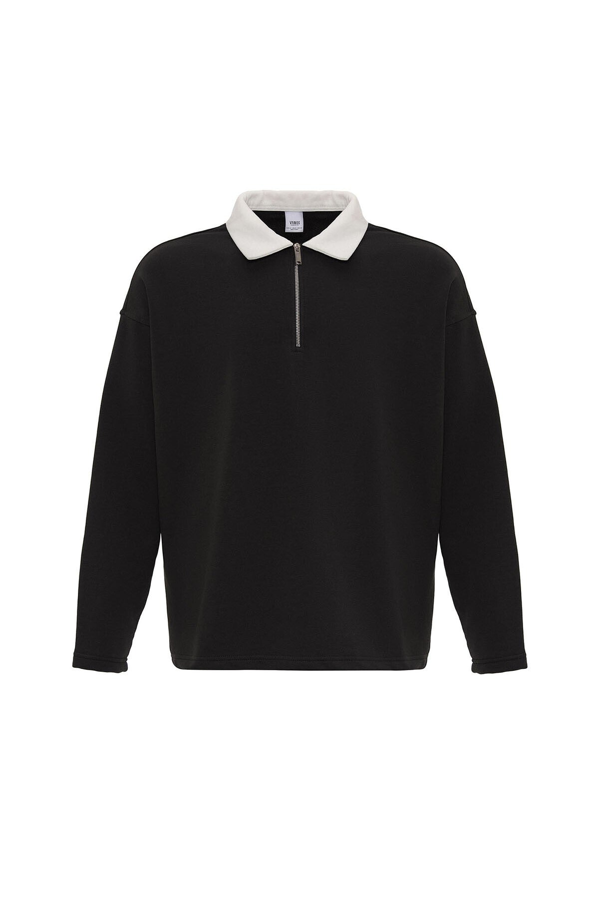 Basic Polo Yaka Fermuar Detaylı Sweatshirt